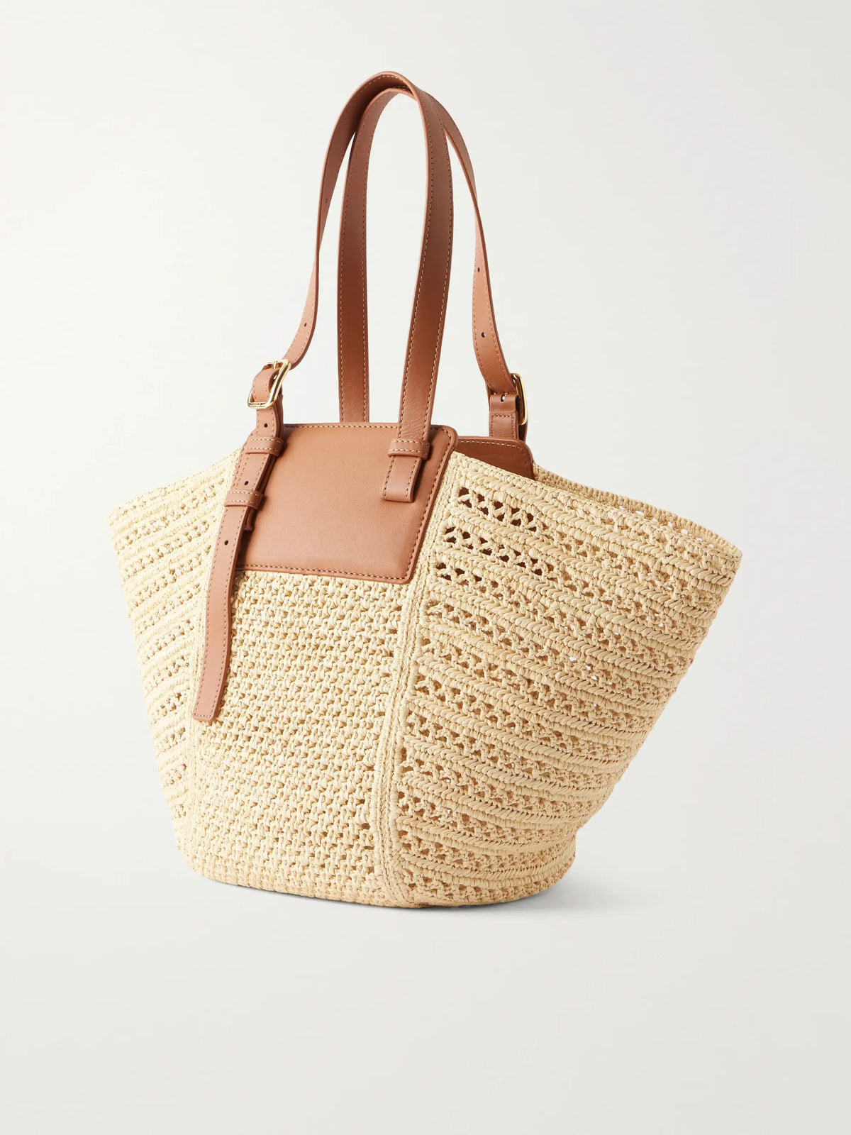 + Paula's Ibiza Hammock Cabas Leather-trimmed Raffia Tote