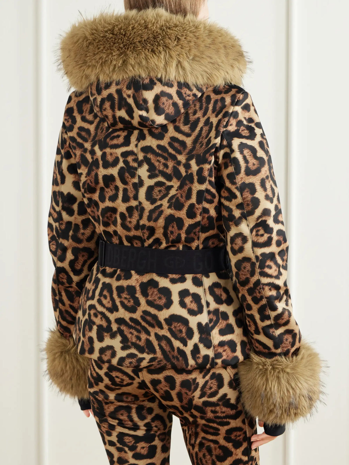 Goldbergh Jagger Belted Plush-trimmed Leopard-print Ski Jacket