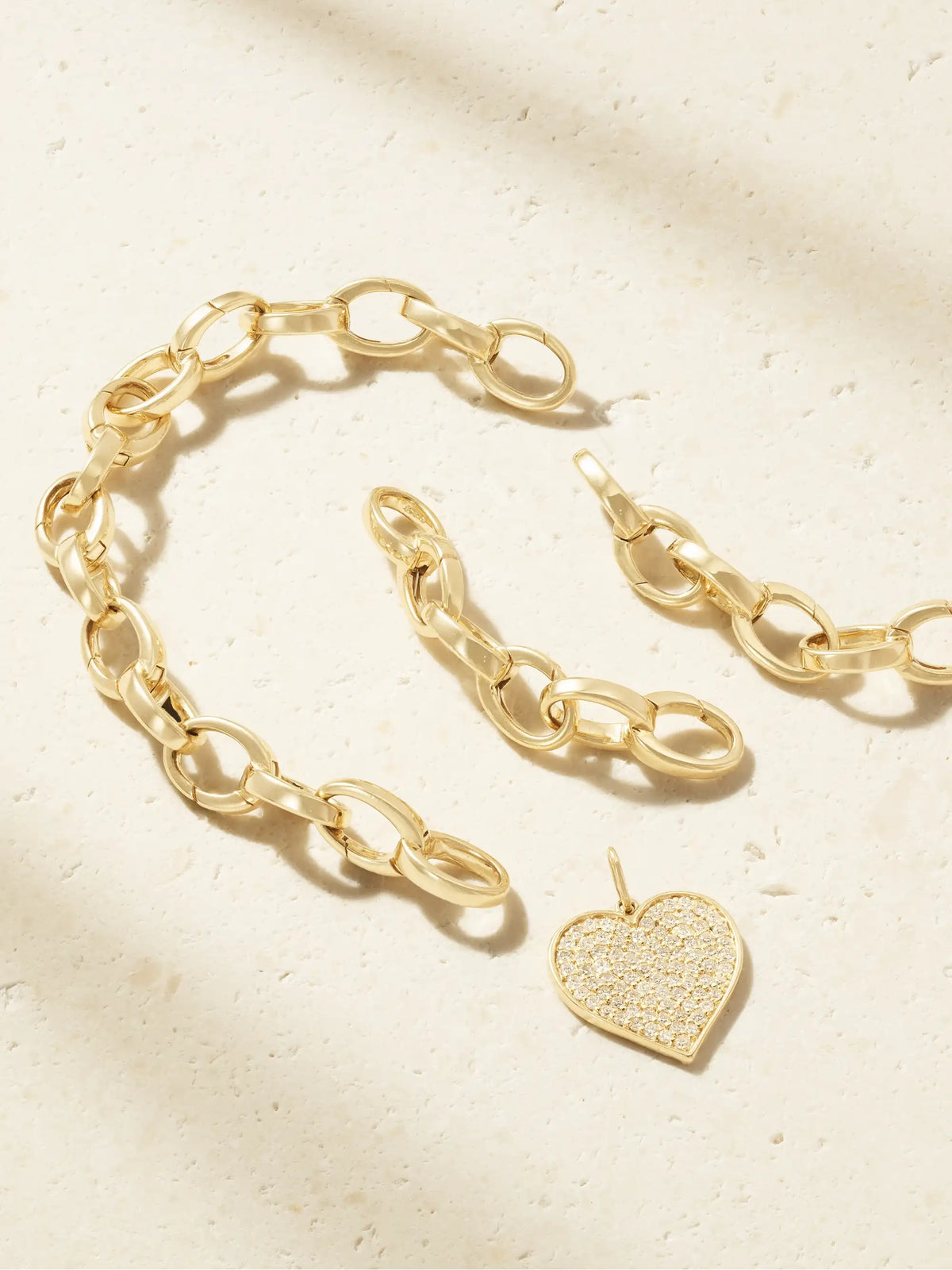 Heart 14-karat Gold Diamond Bracelet