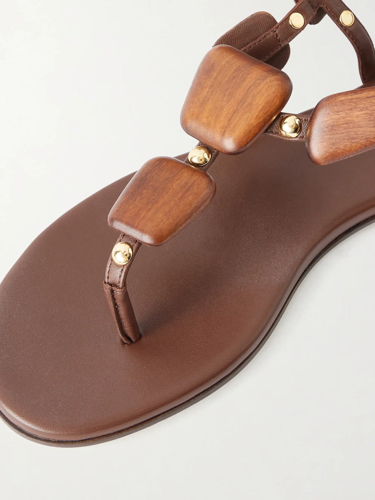 Embellished Leather Flat Sandals
