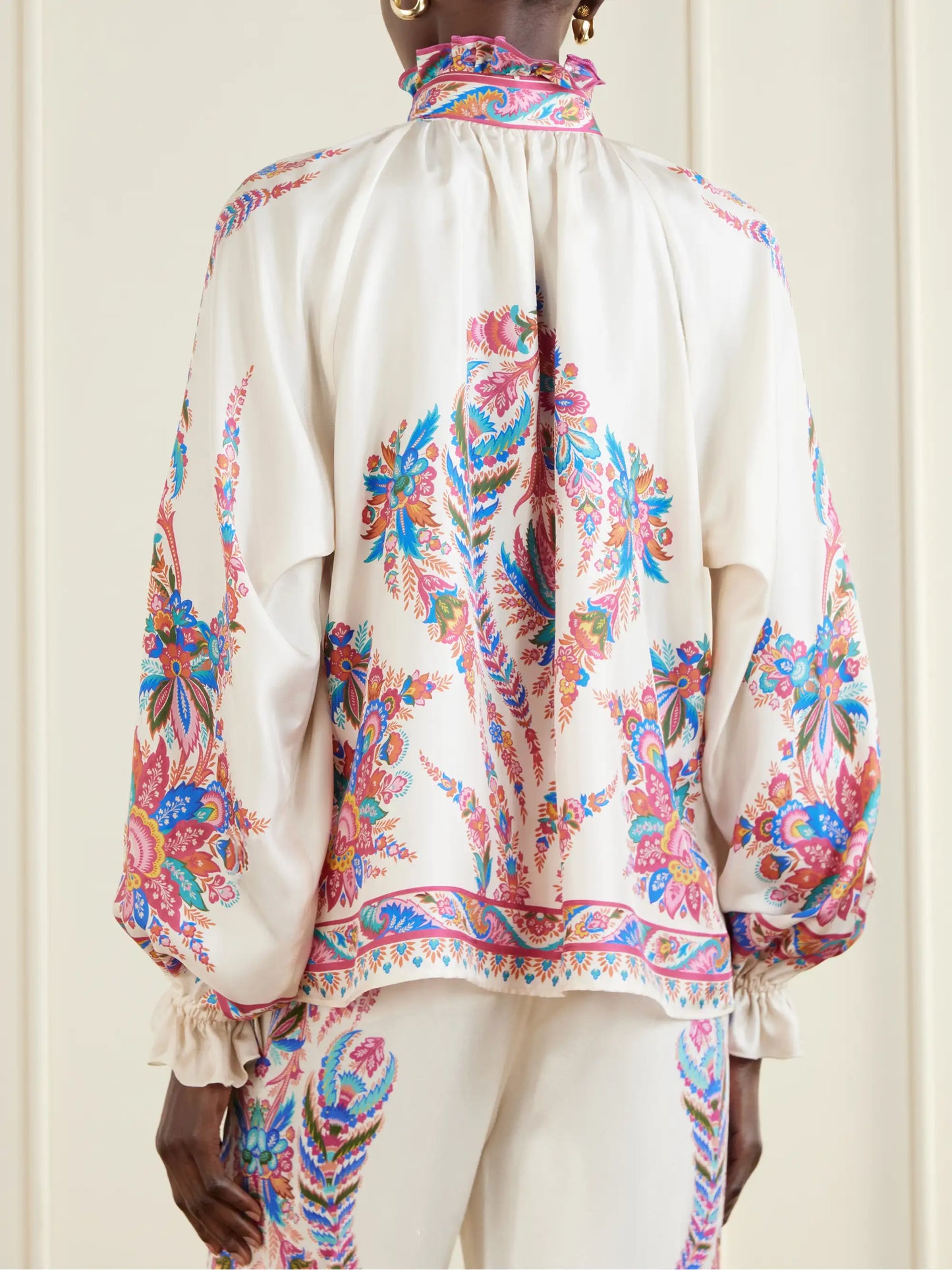 Pussy-bow Paisley-print Silk Blouse
