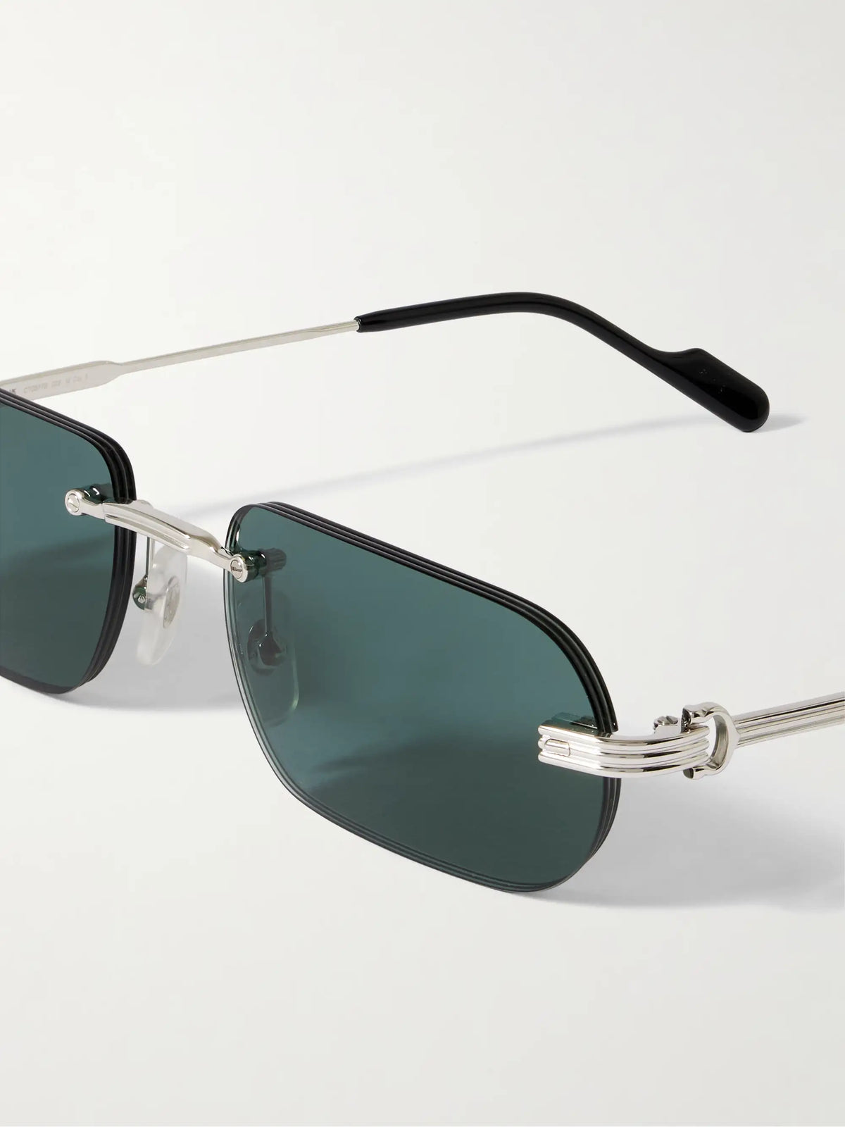 Première De Cartier Rimless Rectangular-frame Silver-tone Sunglasses