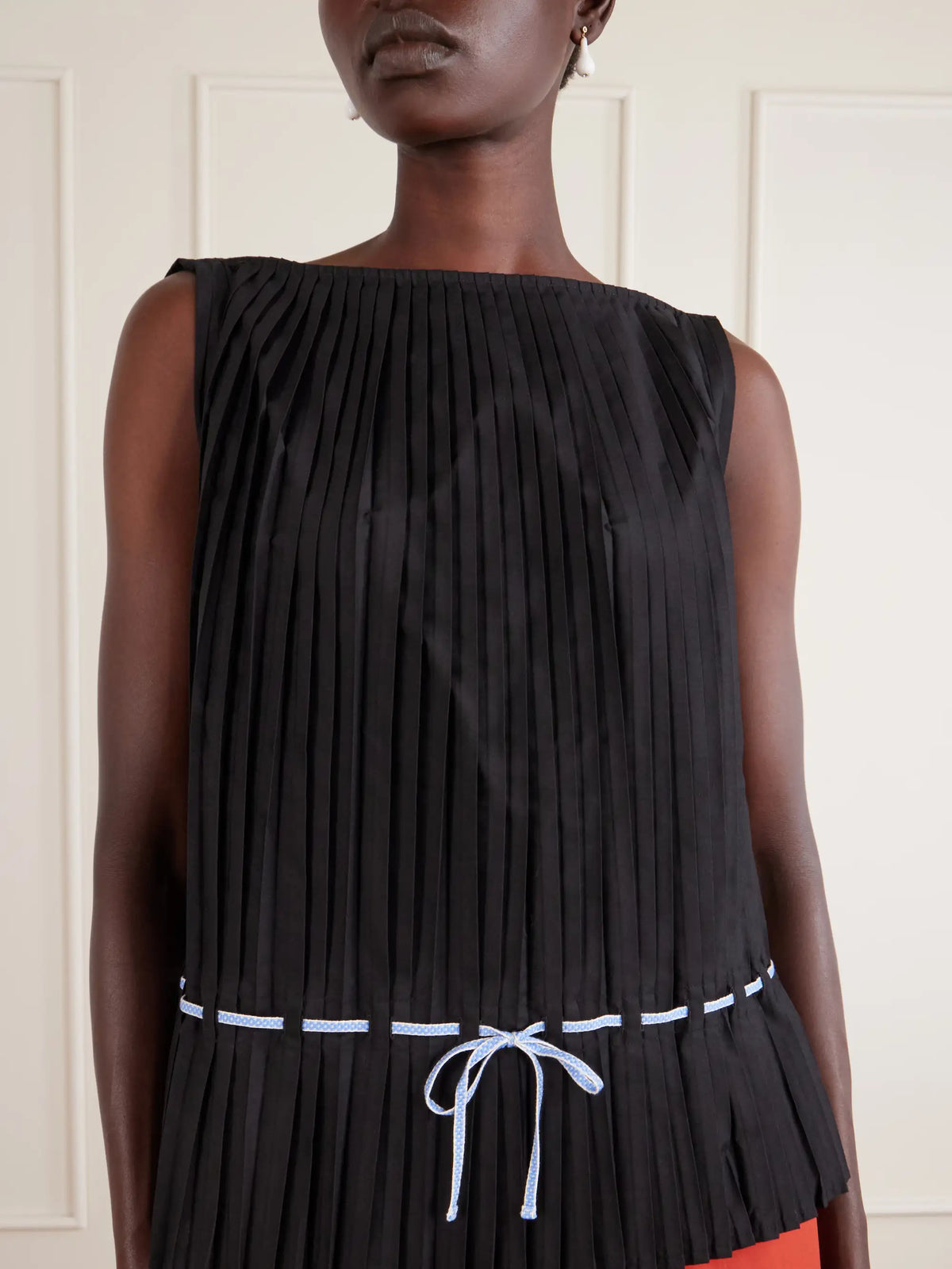 Belted Pleated Poplin Blouse