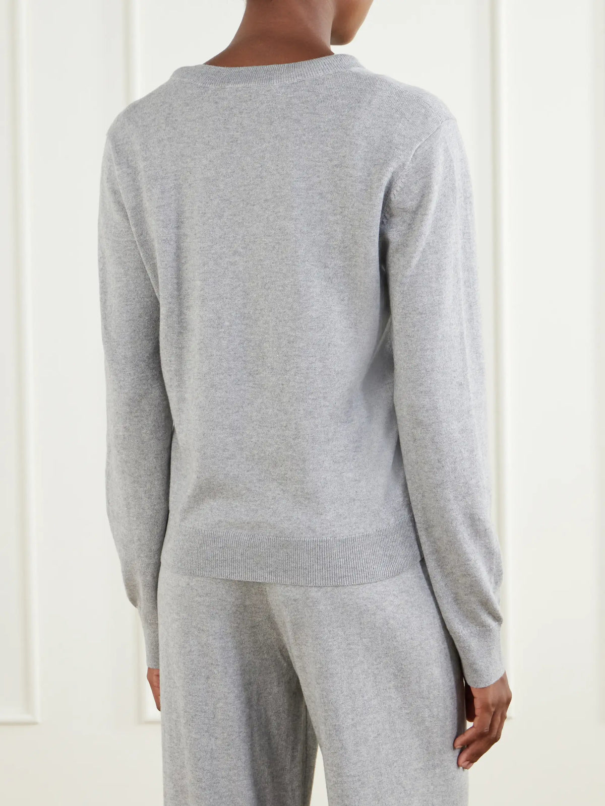 ÉTERNE Cotton And Cashmere-blend V-neck Sweater