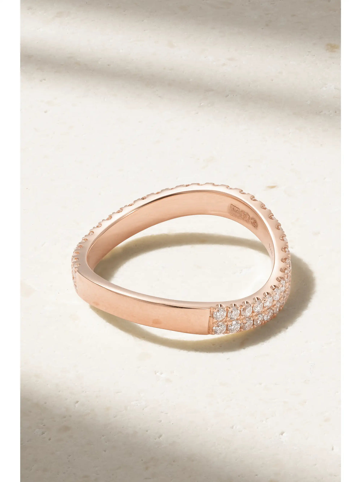 Curved 18-karat Rose Gold Diamond Ring