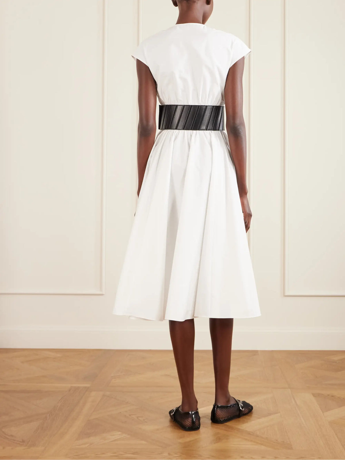 Belted Cotton-poplin Midi Dress