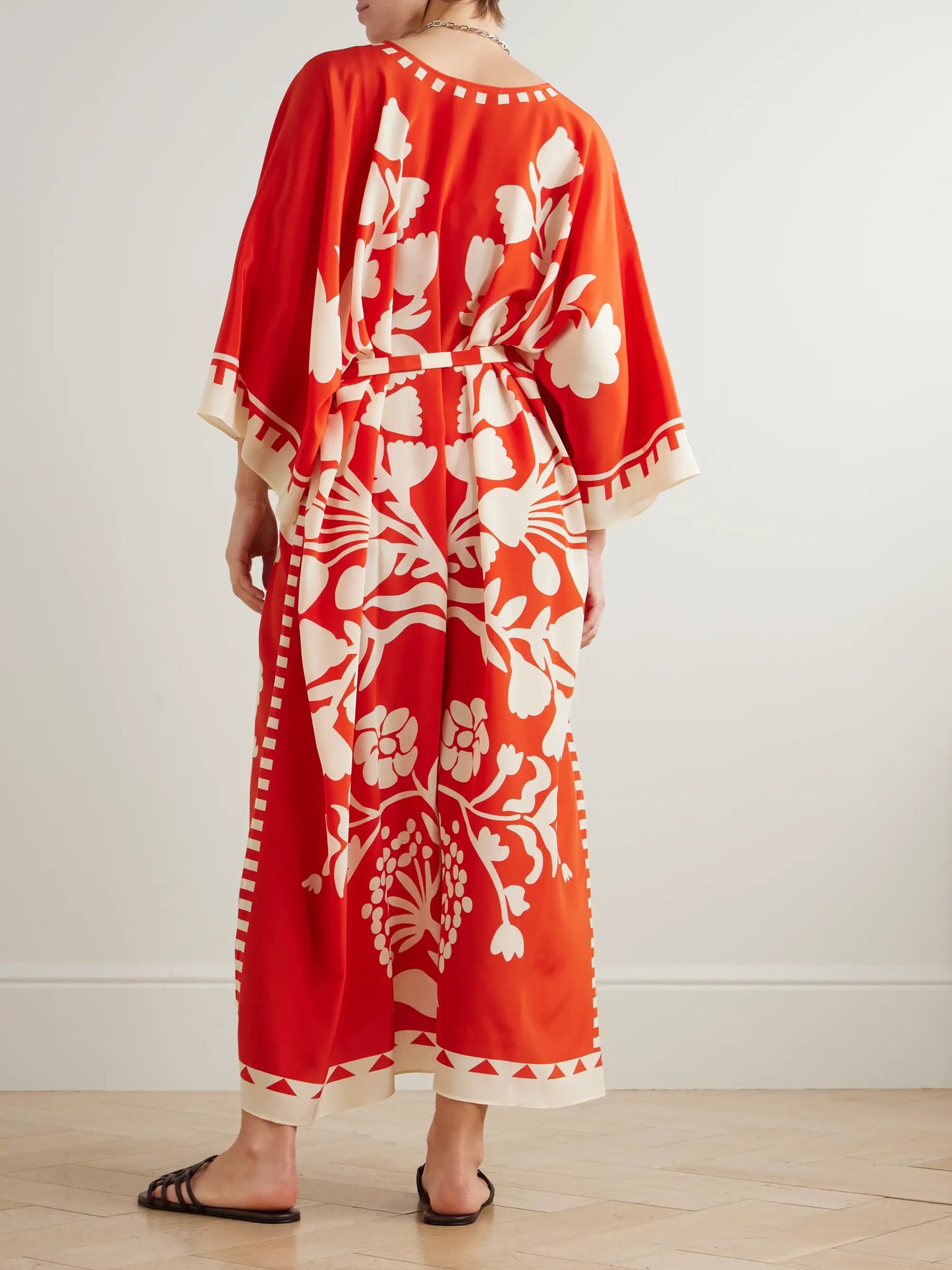 Holi Belted Printed Silk Crepe De Chine Cover-up