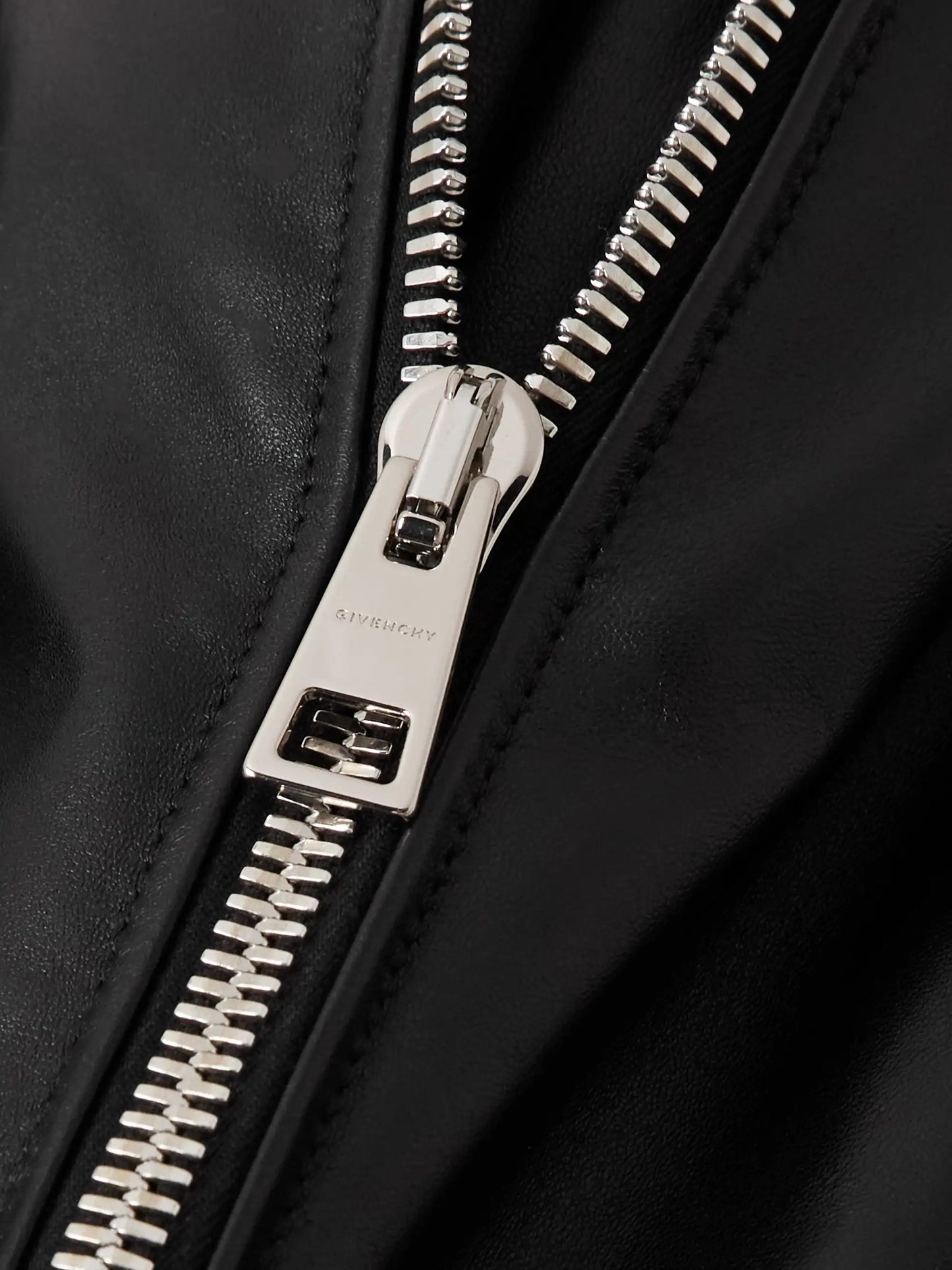 Cropped Layered Leather Bomber Jacket