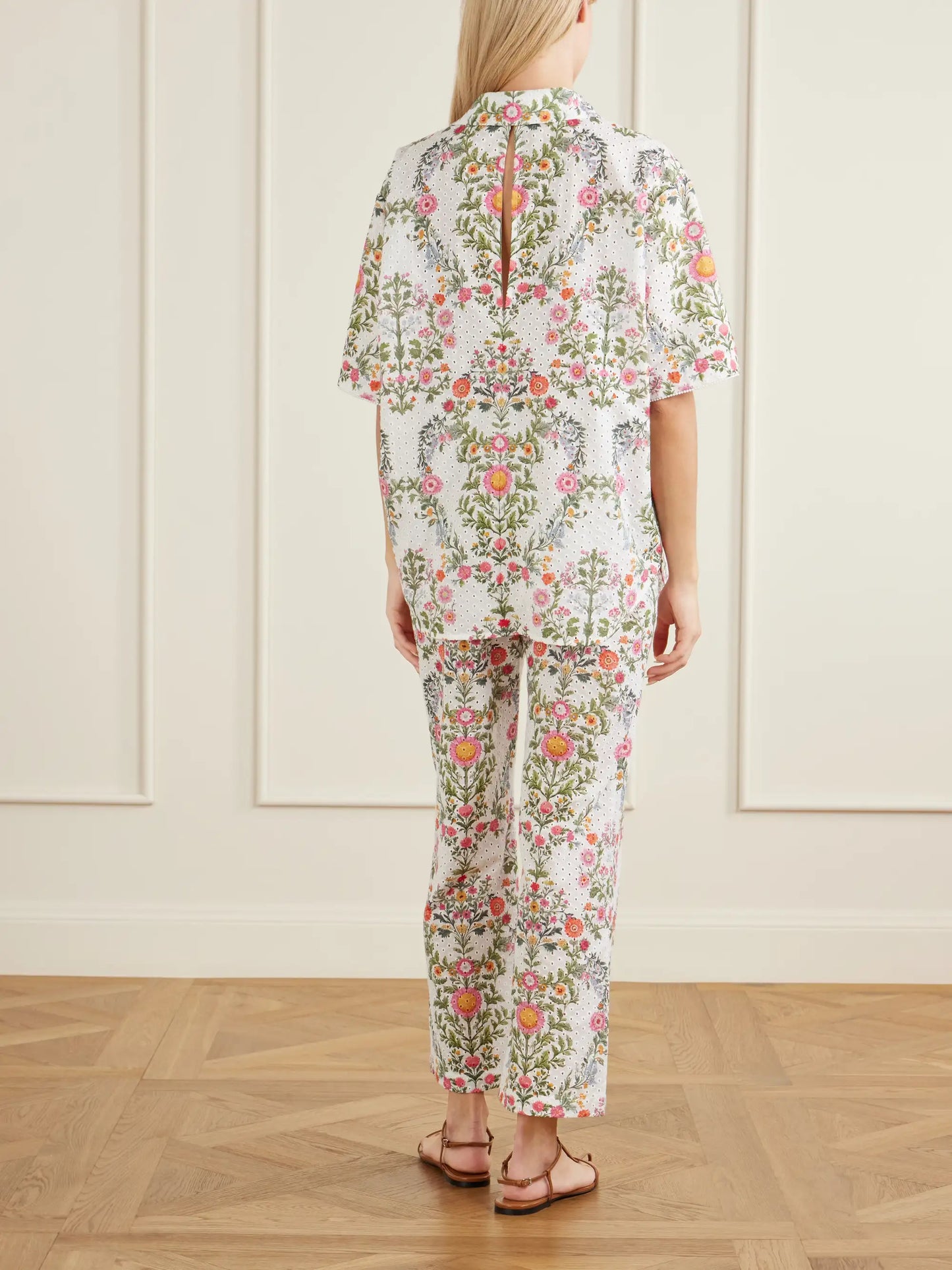 Akari Printed Broderie Anglaise Cotton Shirt