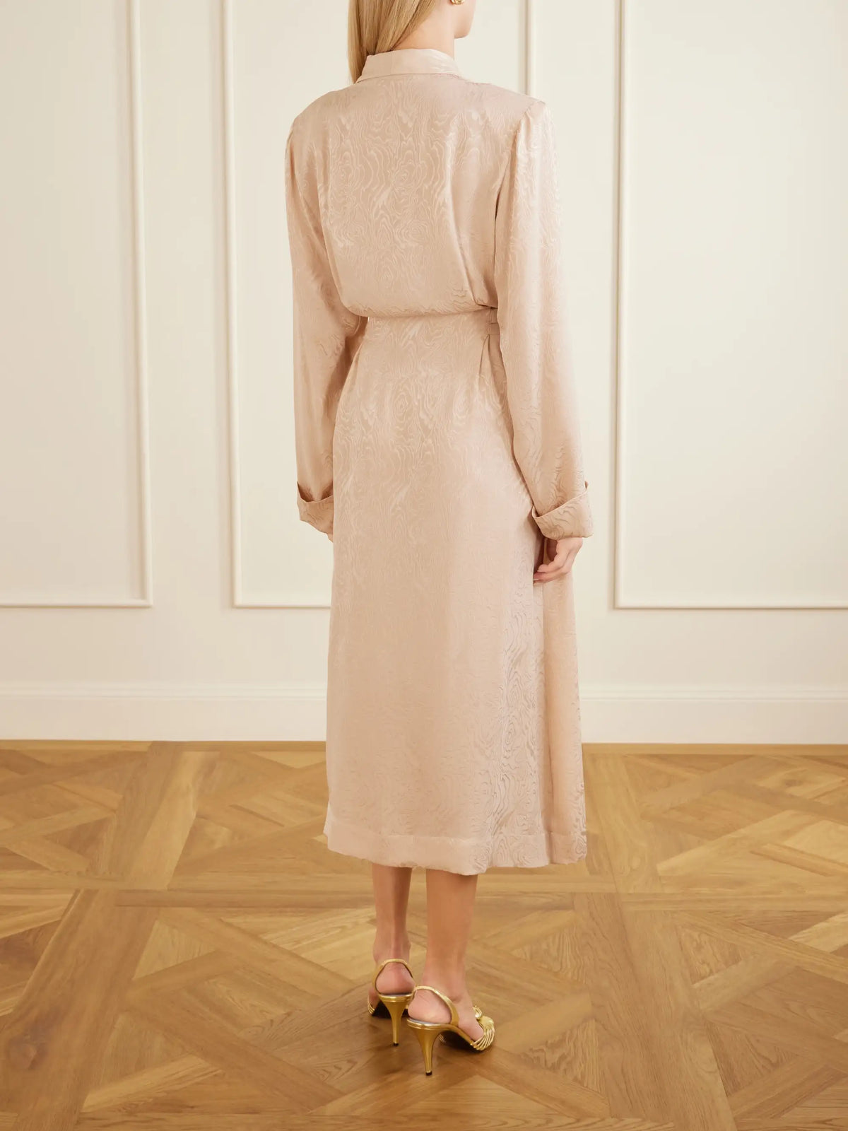Belted Silk-moiré Midi Dress