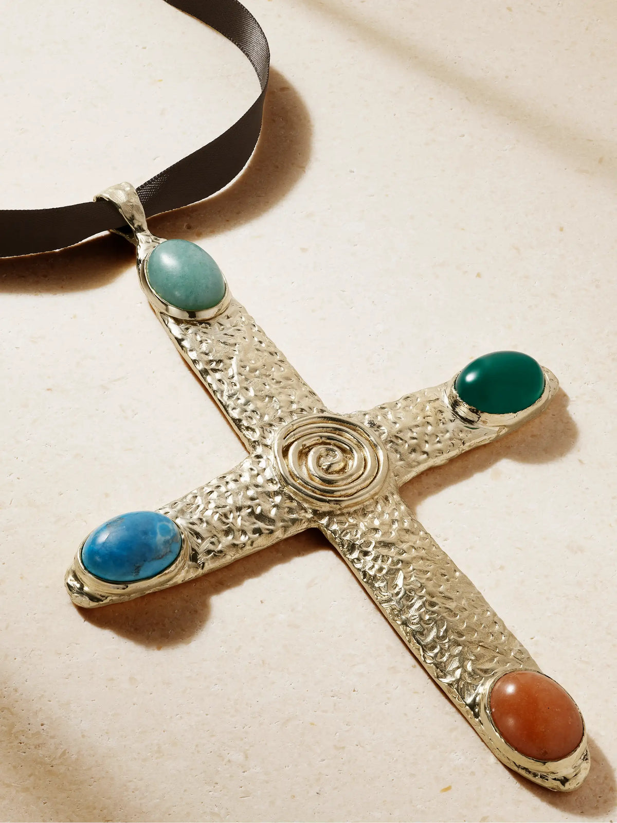 Juju Vera Mila Cross Gold-plated And Multi-stone Necklace