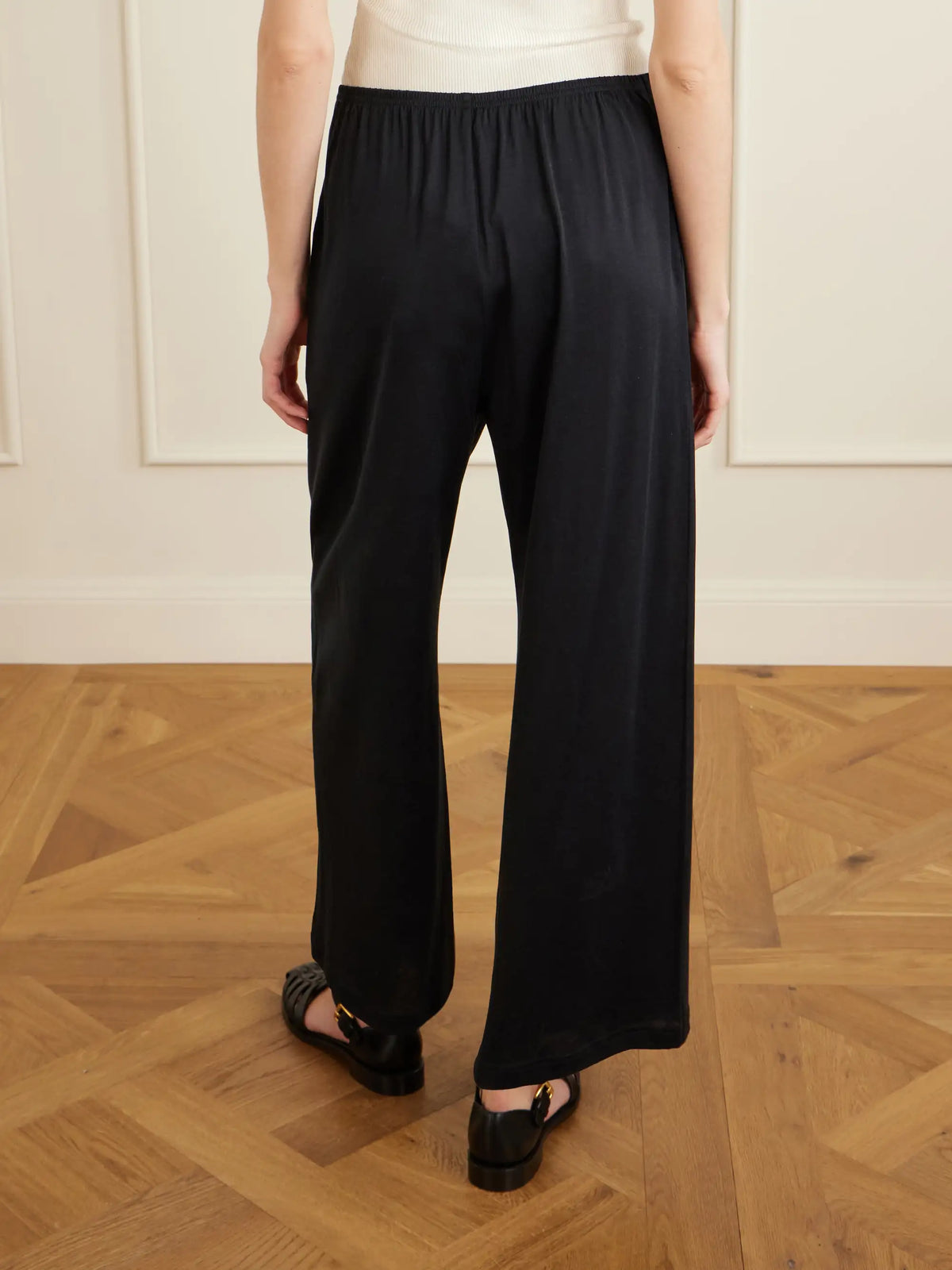 Cotton And Silk-blend Wide-leg Pants