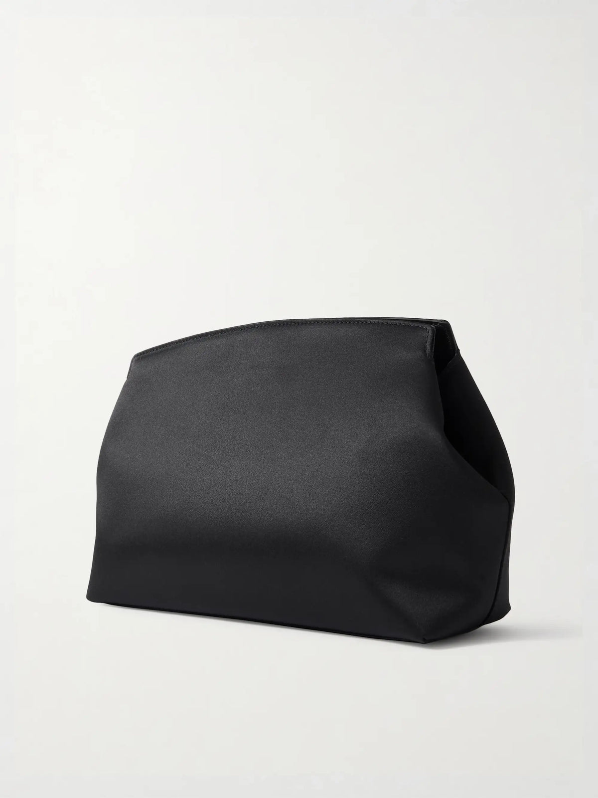 Leather-trimmed Satin Clutch