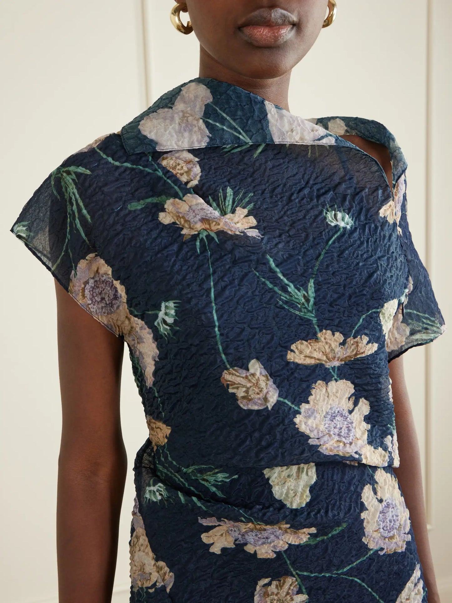 Floral-printed Organza-cloquè Midi Dress