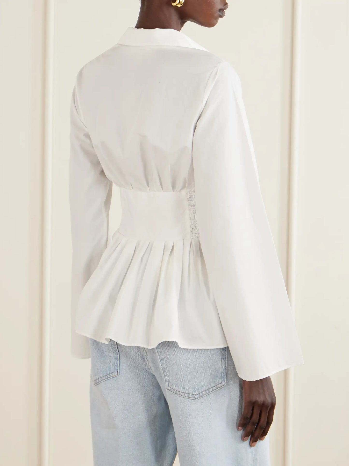 Boogie Woogie Bugle Boy Shirred Cotton-poplin Blouse