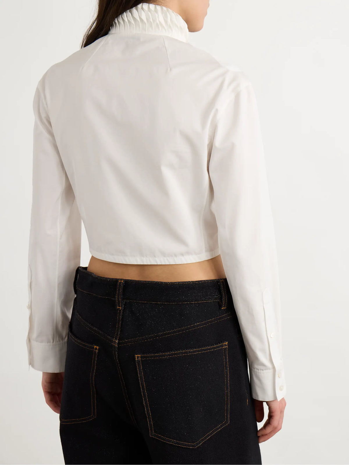 Cropped Folded Cotton-poplin Shirt