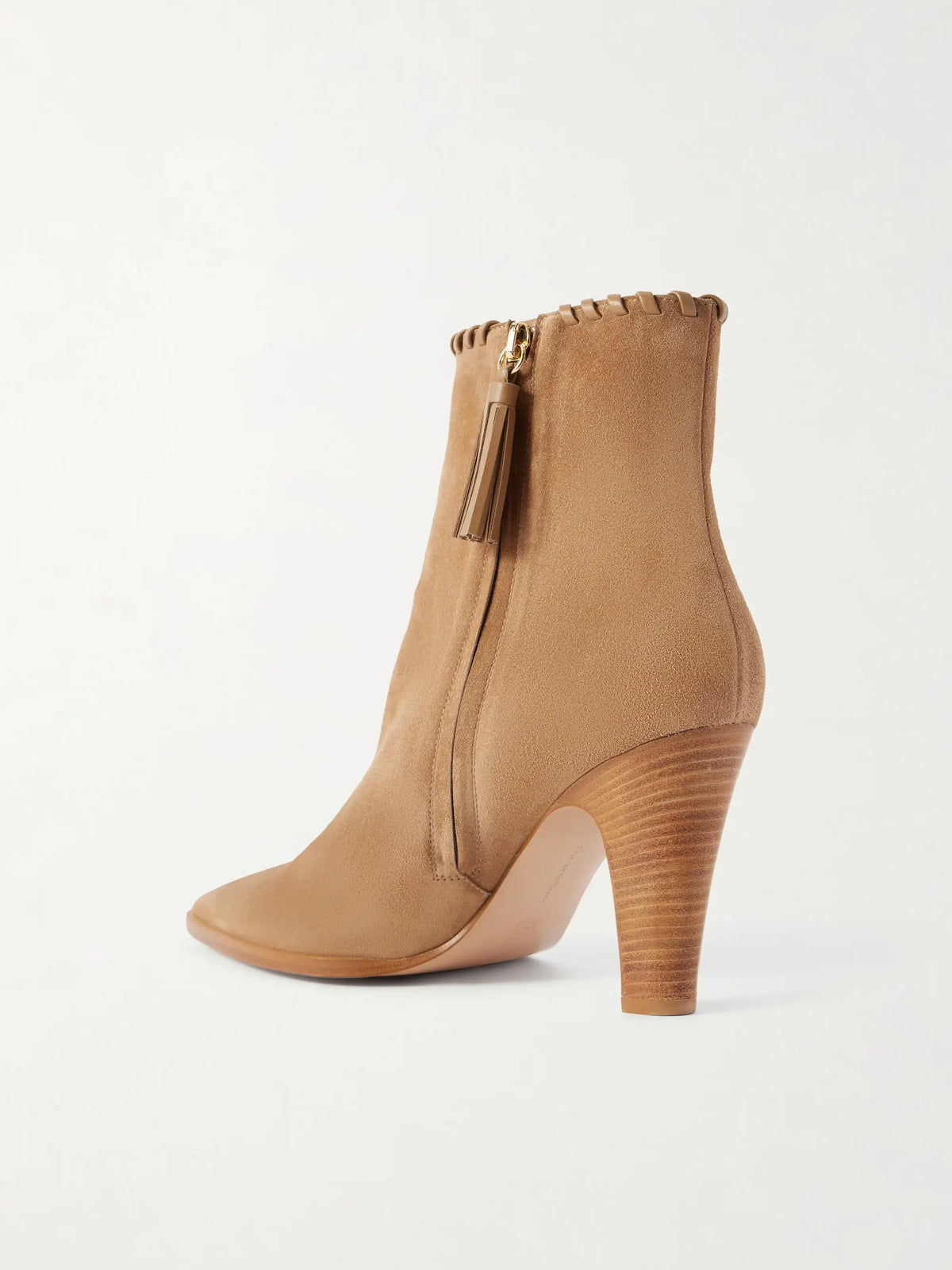 Whipstitched Leather-trimmed Suede Ankle Boots