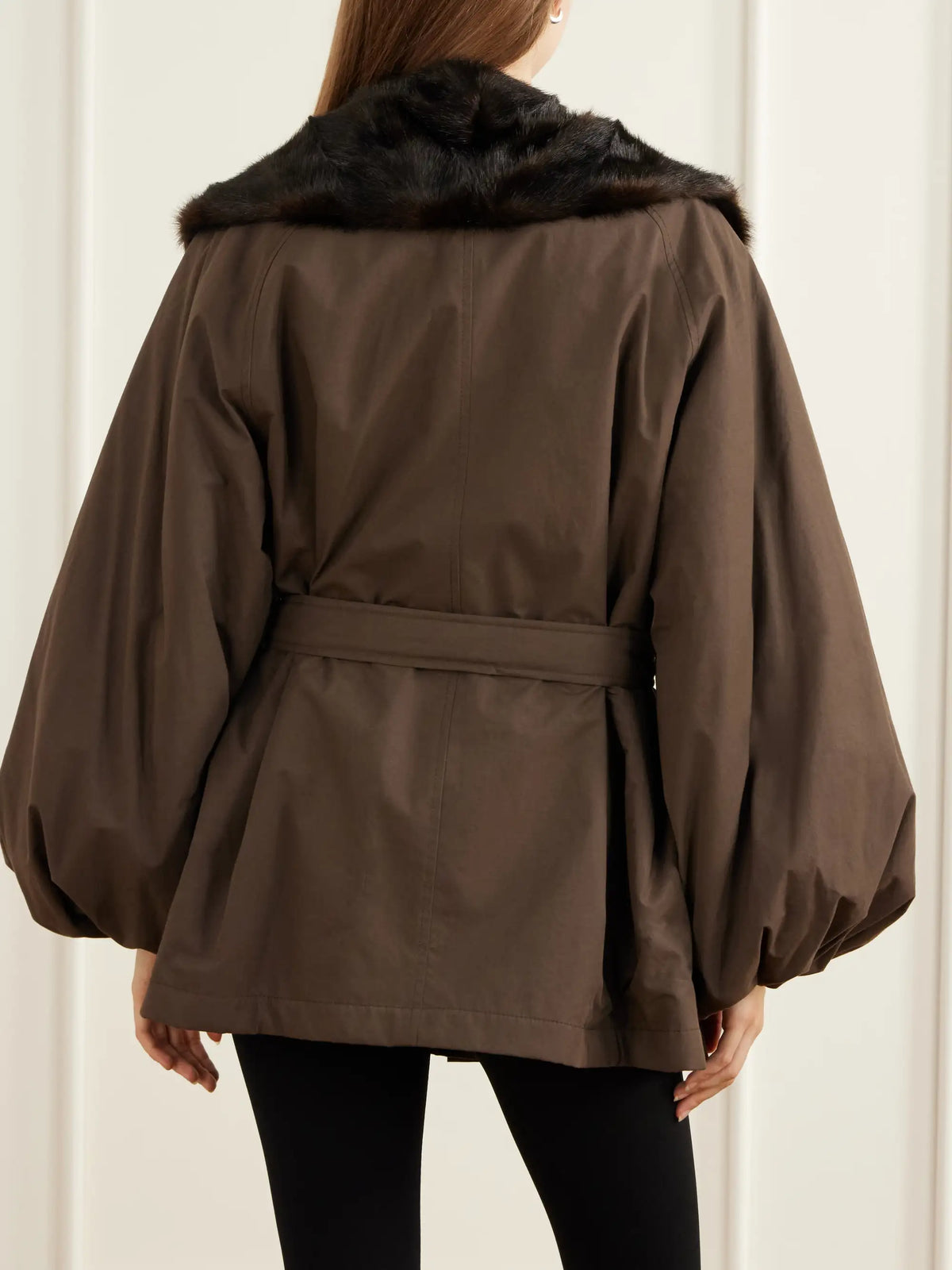 Magda Butrym Belted Plush-trimmed Short Coat
