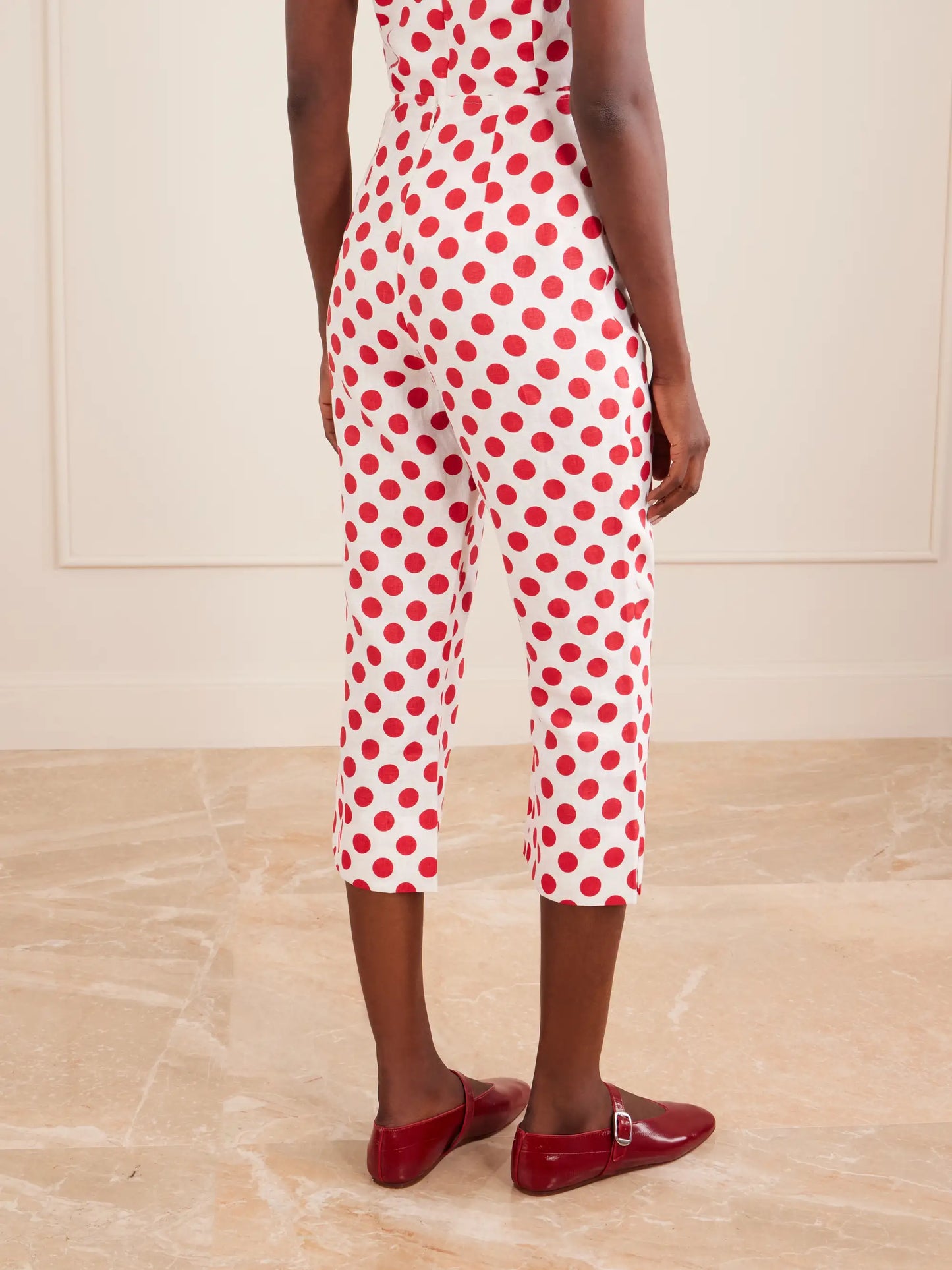 Valeria Capri Polka-dot Linen Pants