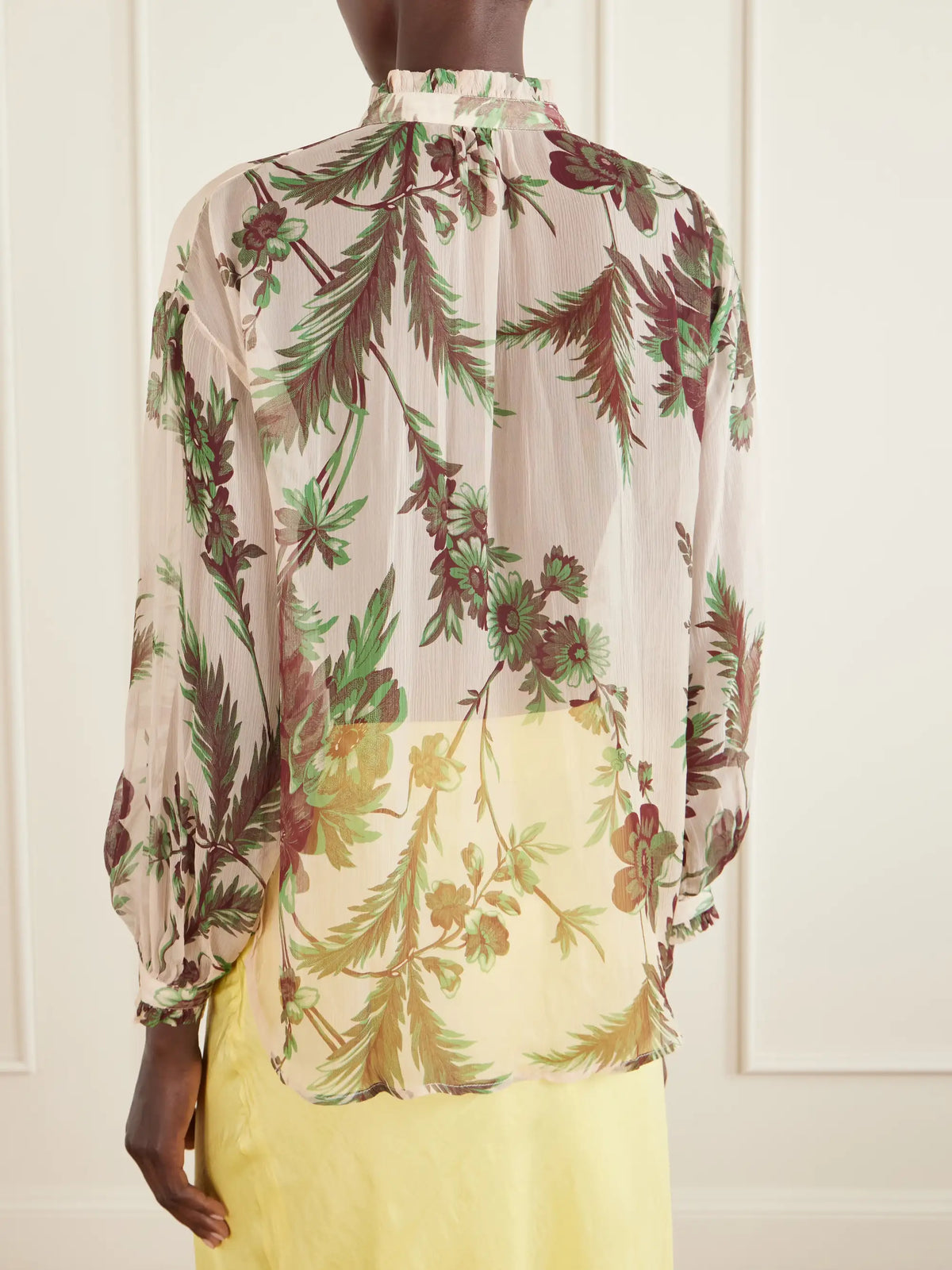 ALIX OF BOHEMIA Poet Summermoss Floral-print Chiffon Blouse