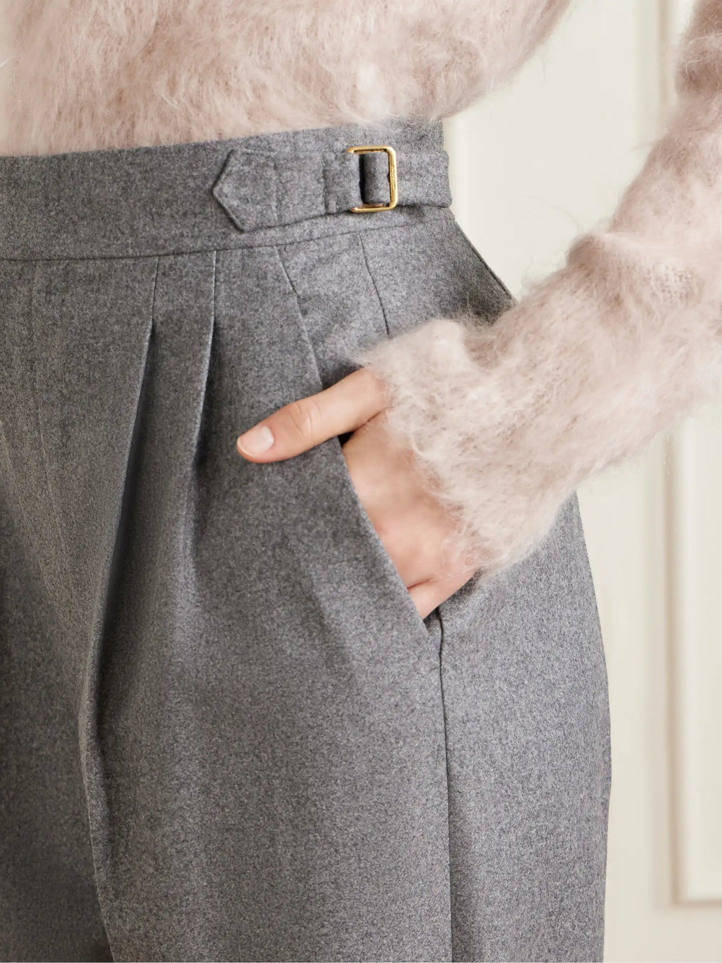 Malik Pleated Wool And Cashmere-blend Straight-leg Pants