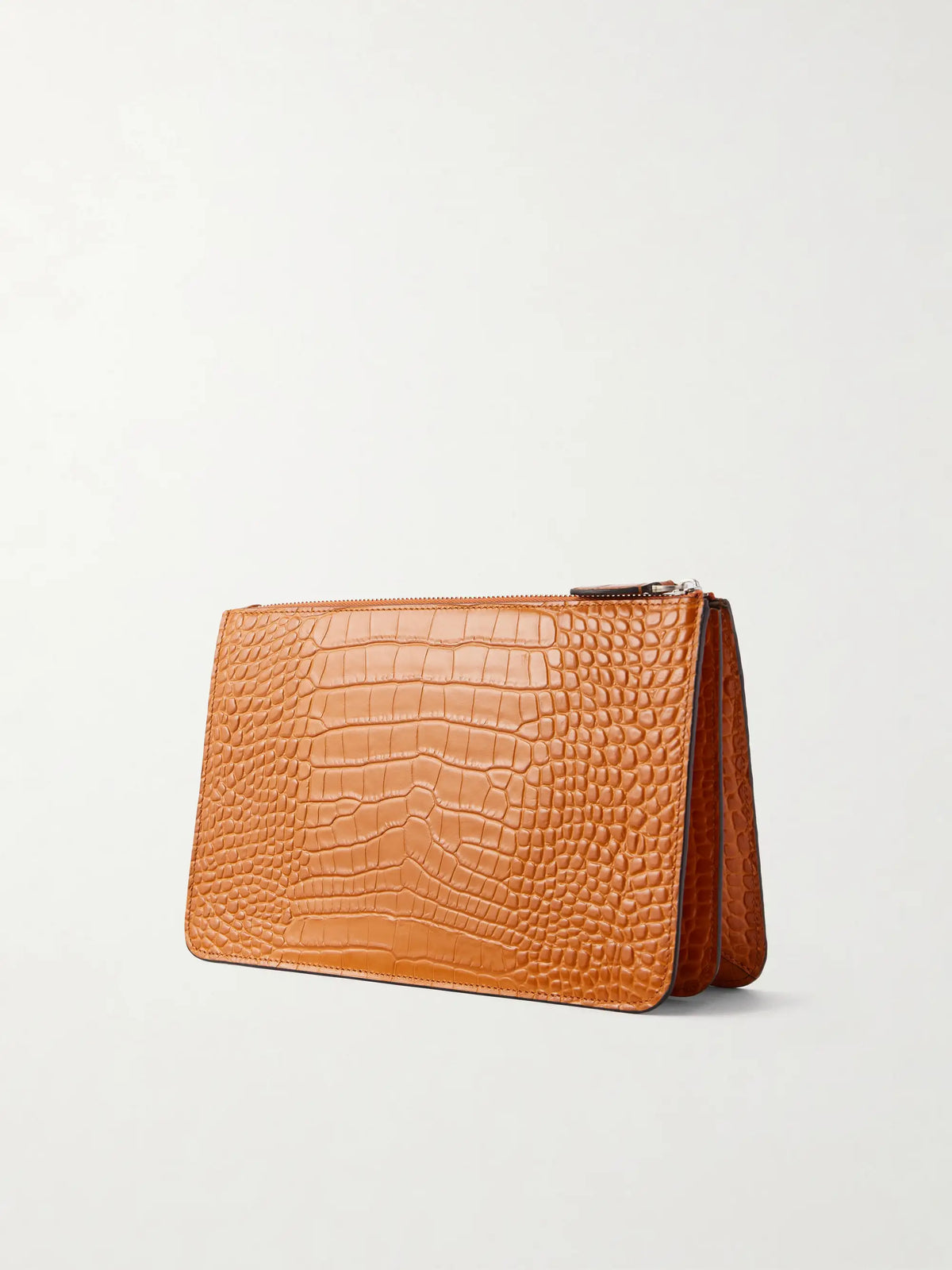 Threefold Croc-effect Leather Clutch