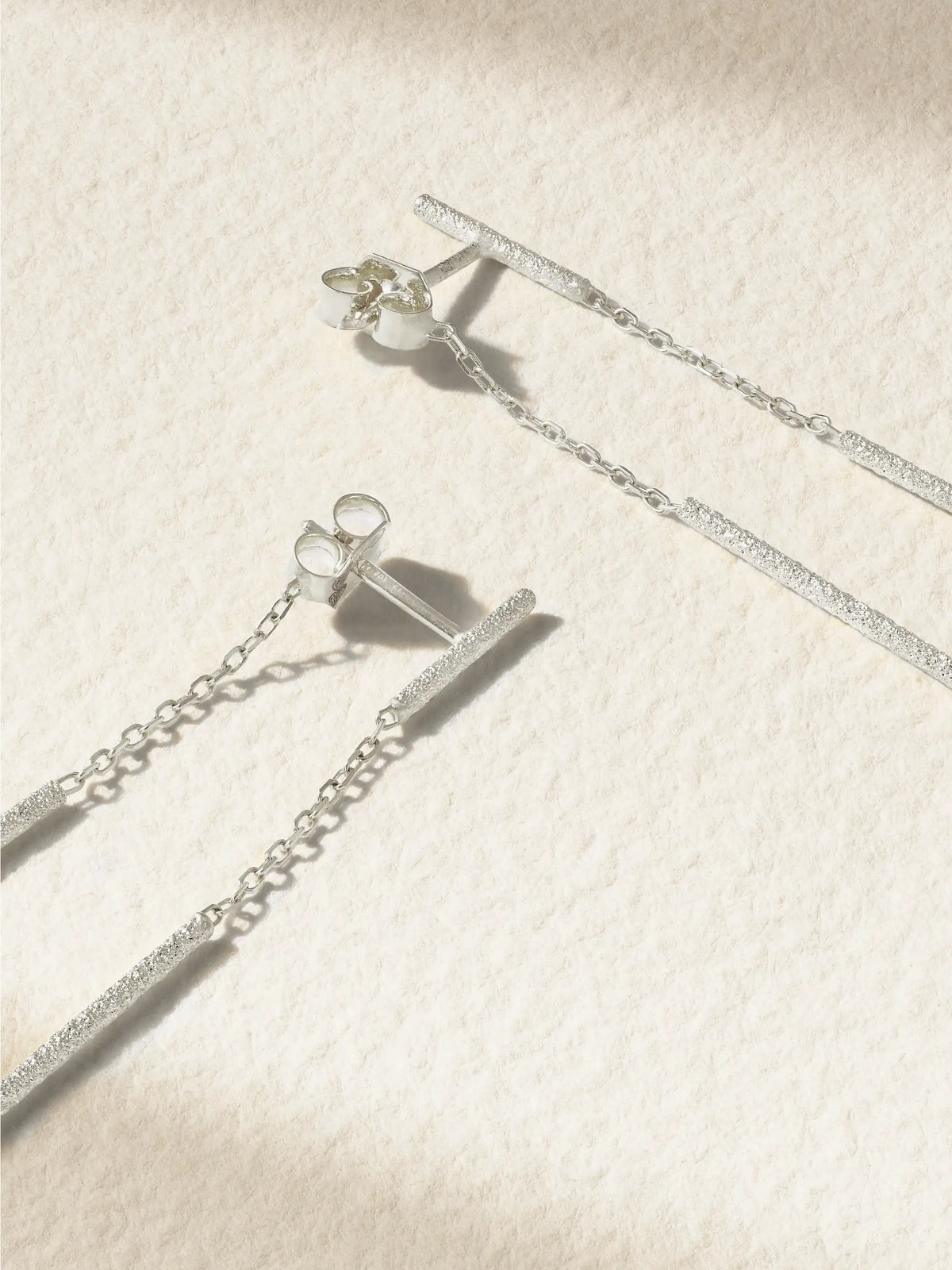 Florentine Finish Double Magic Wand 18-karat White Gold Earrings