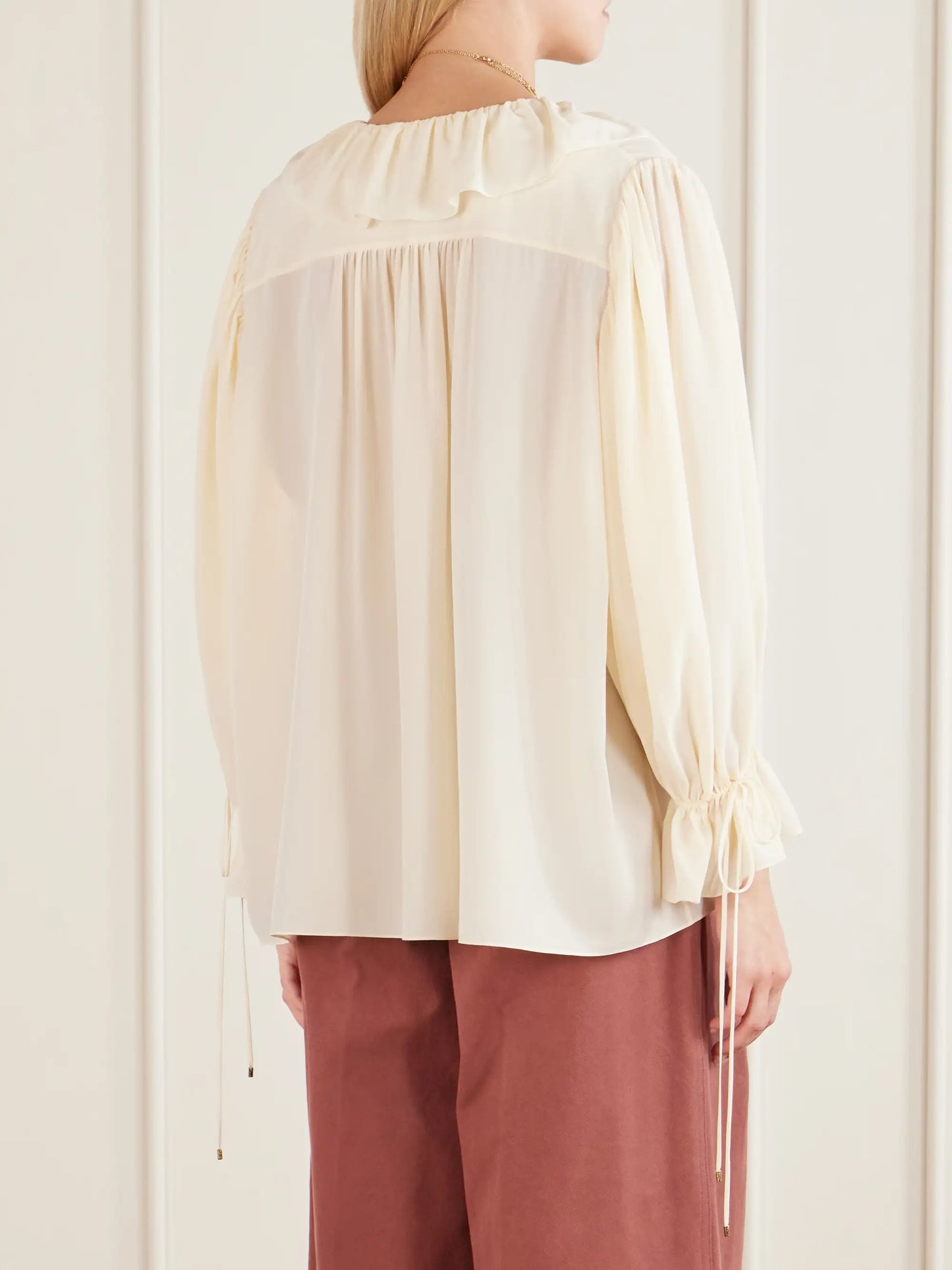 Ruffled Silk Crepe De Chine Blouse