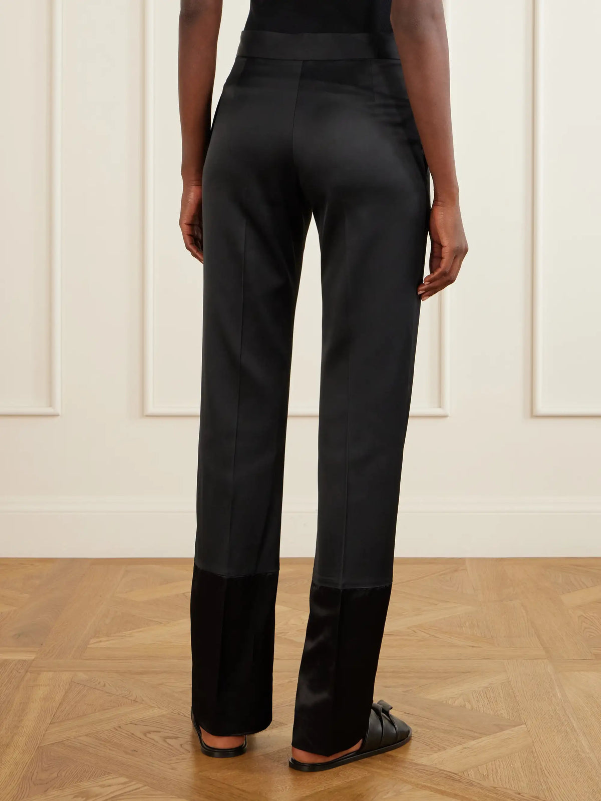 Sharon Wauchob Sue Paneled Satin Straight-leg Pants