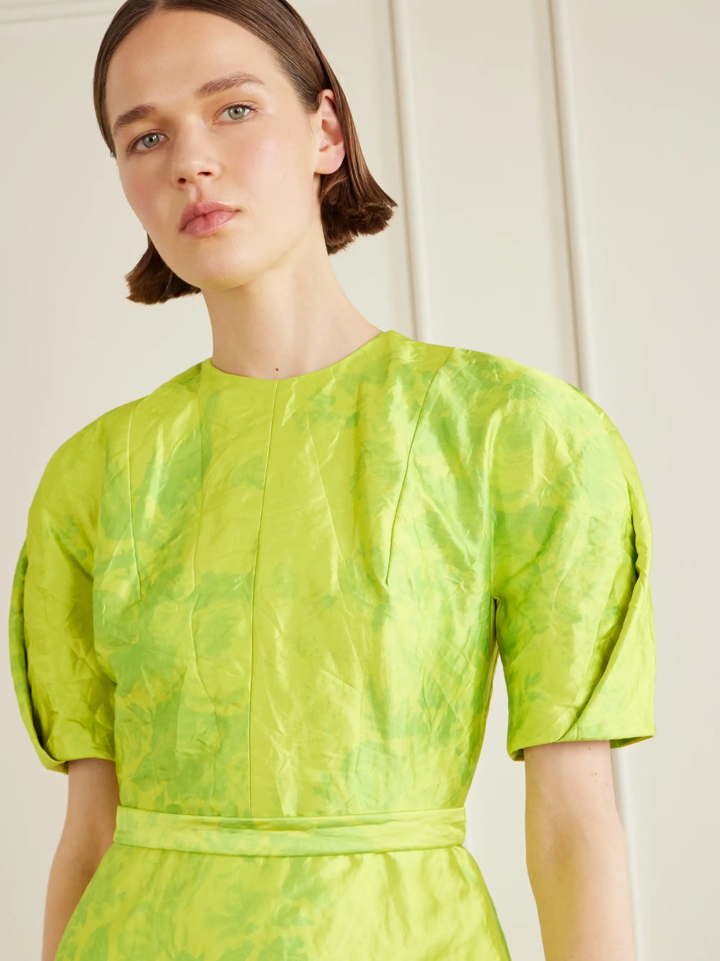Printed Crinkled-satin Midi Dress
