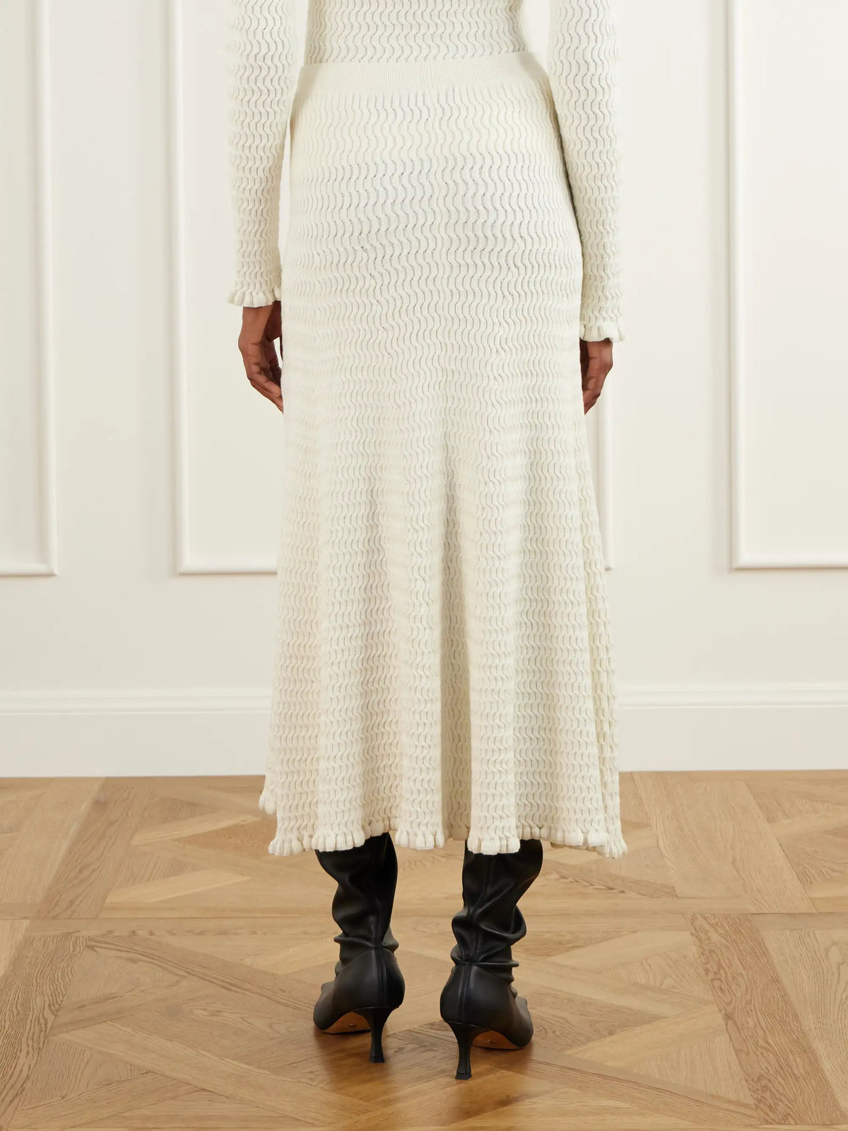 Proenza Schouler White Label Magnolia Cable-knit Cotton-blend Midi Skirt