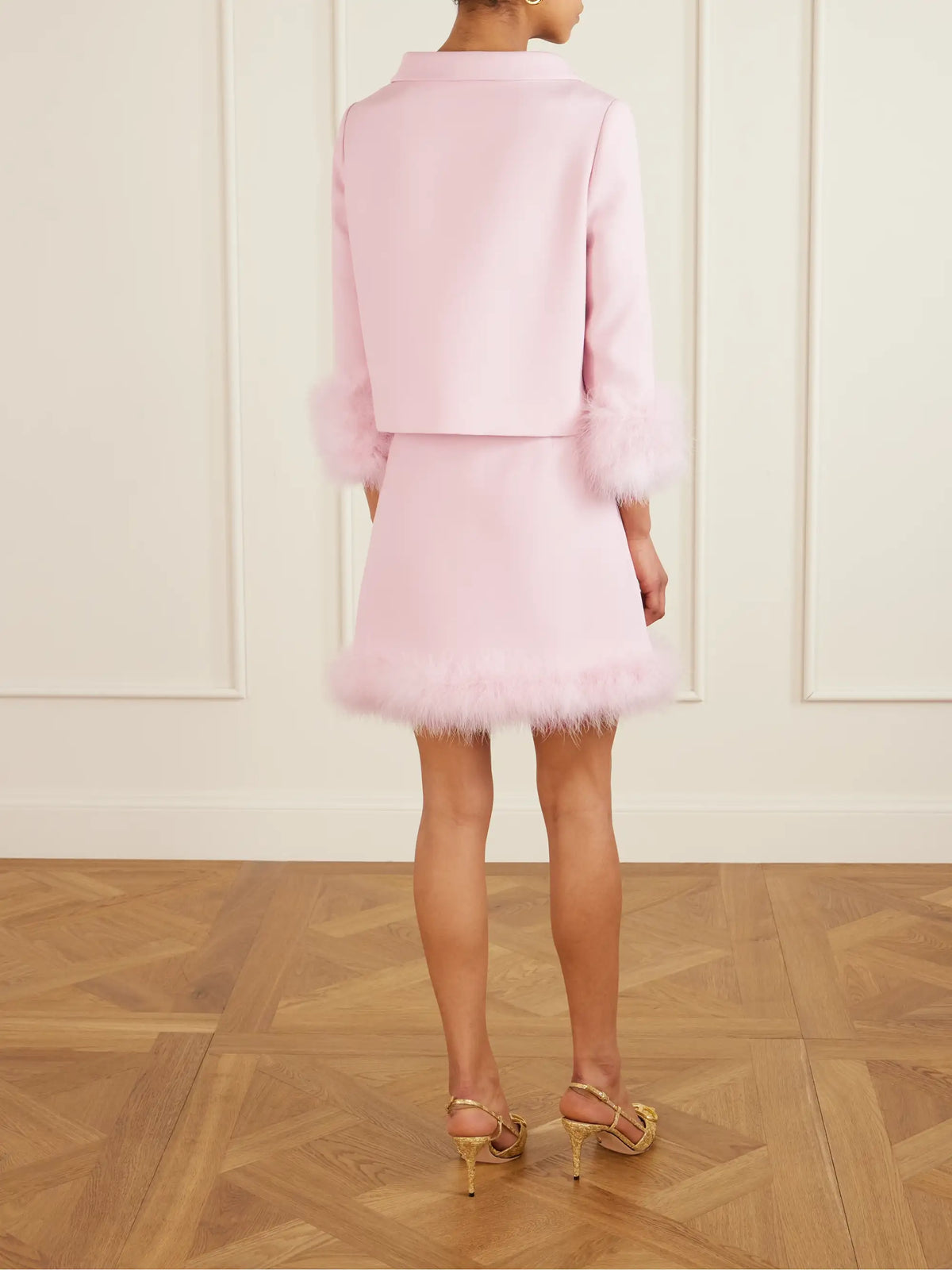 Embellished Feather-trimmed Wool And Silk-blend Crepe De Chine Jacket