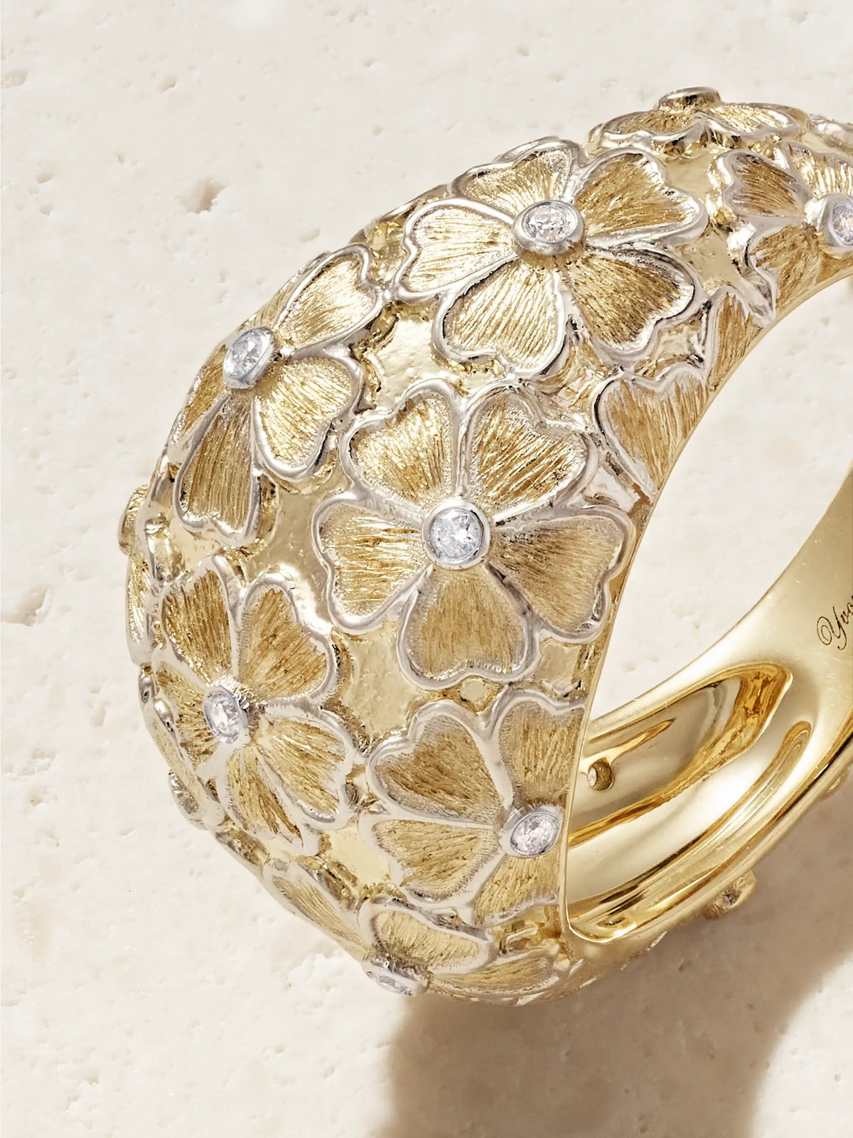 Bague Dôme Fleurie 9-karat Yellow And White Gold Diamond Ring