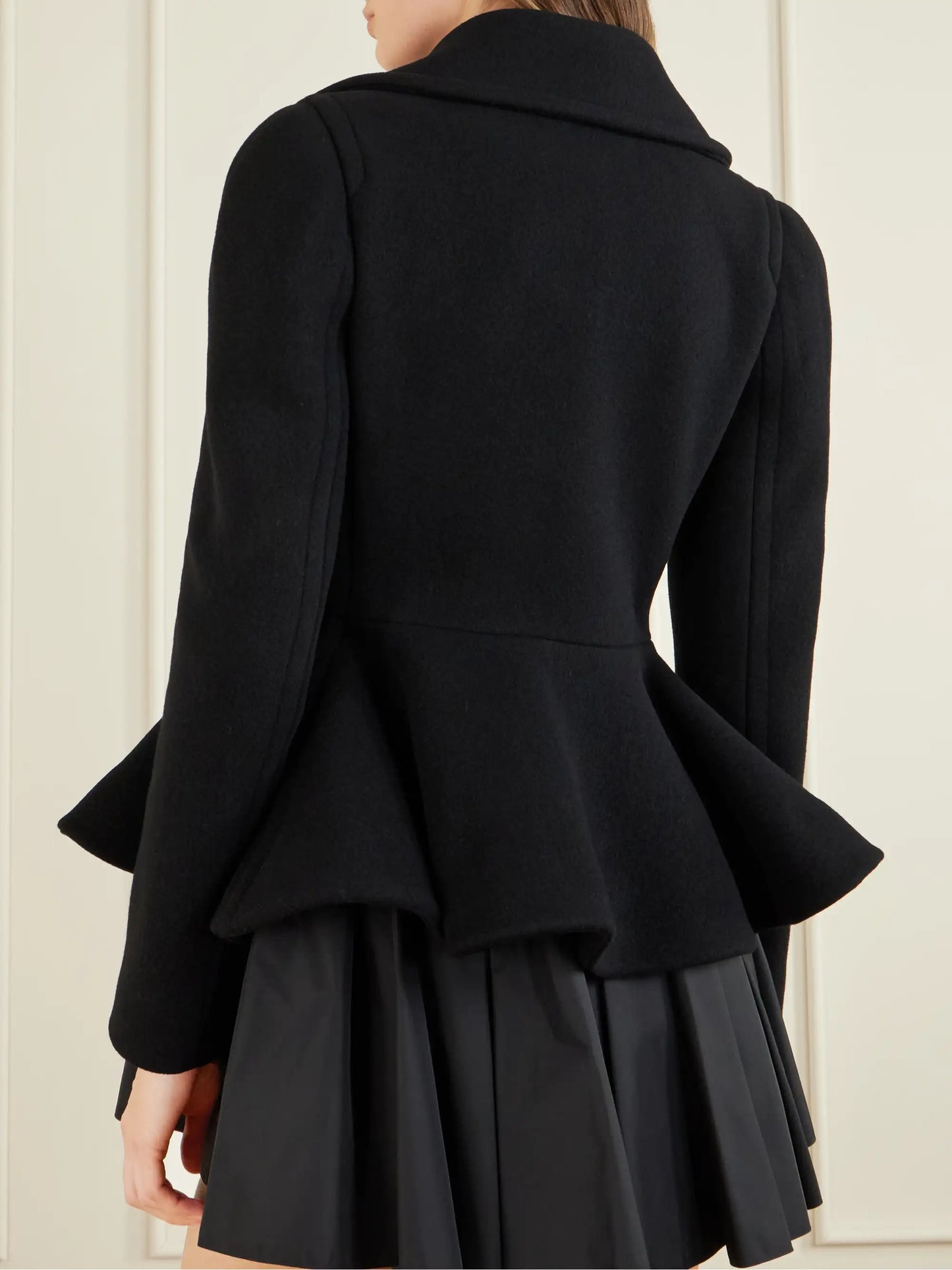 Double-breasted Wool-blend Peplum Coat