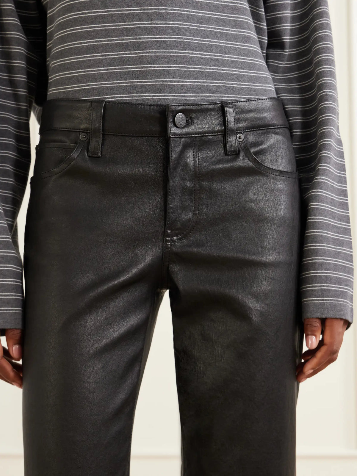 FRAME The Cigarette Low-rise Straight-leg Leather Pants