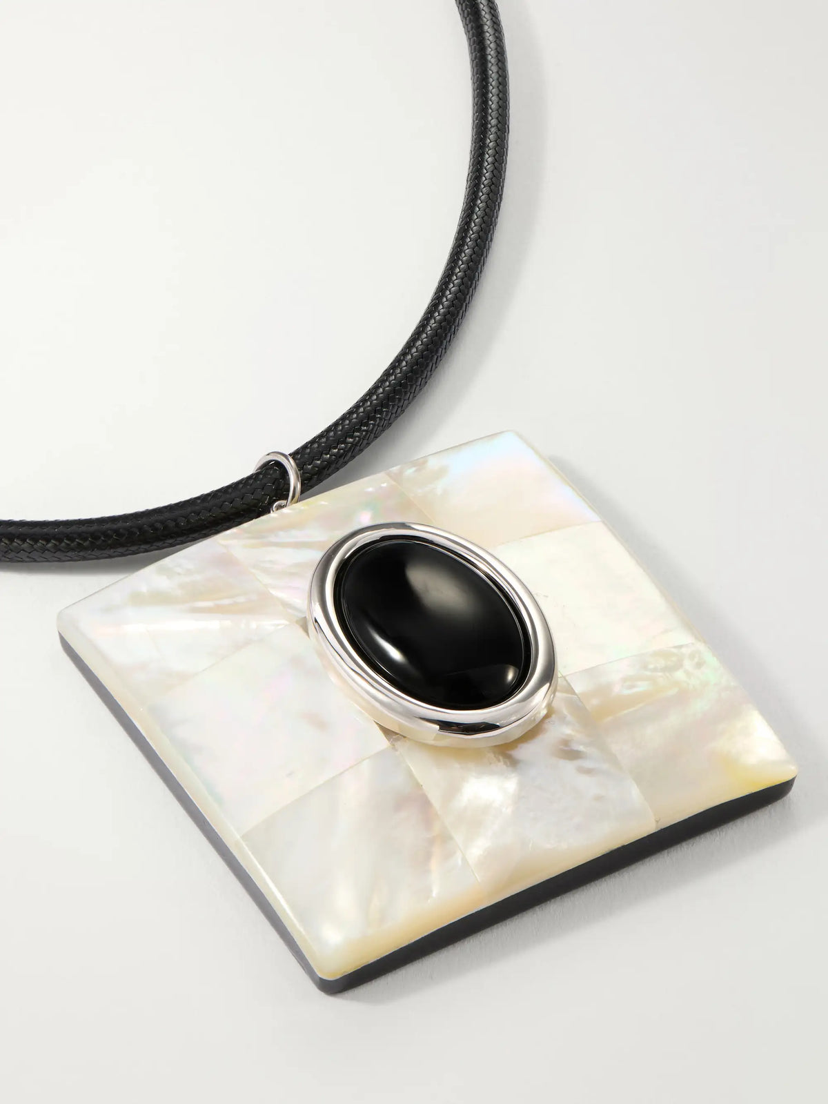 Julietta Chamonix Rhodium-plated, Onyx And Mother-of-pearl Cord Necklace