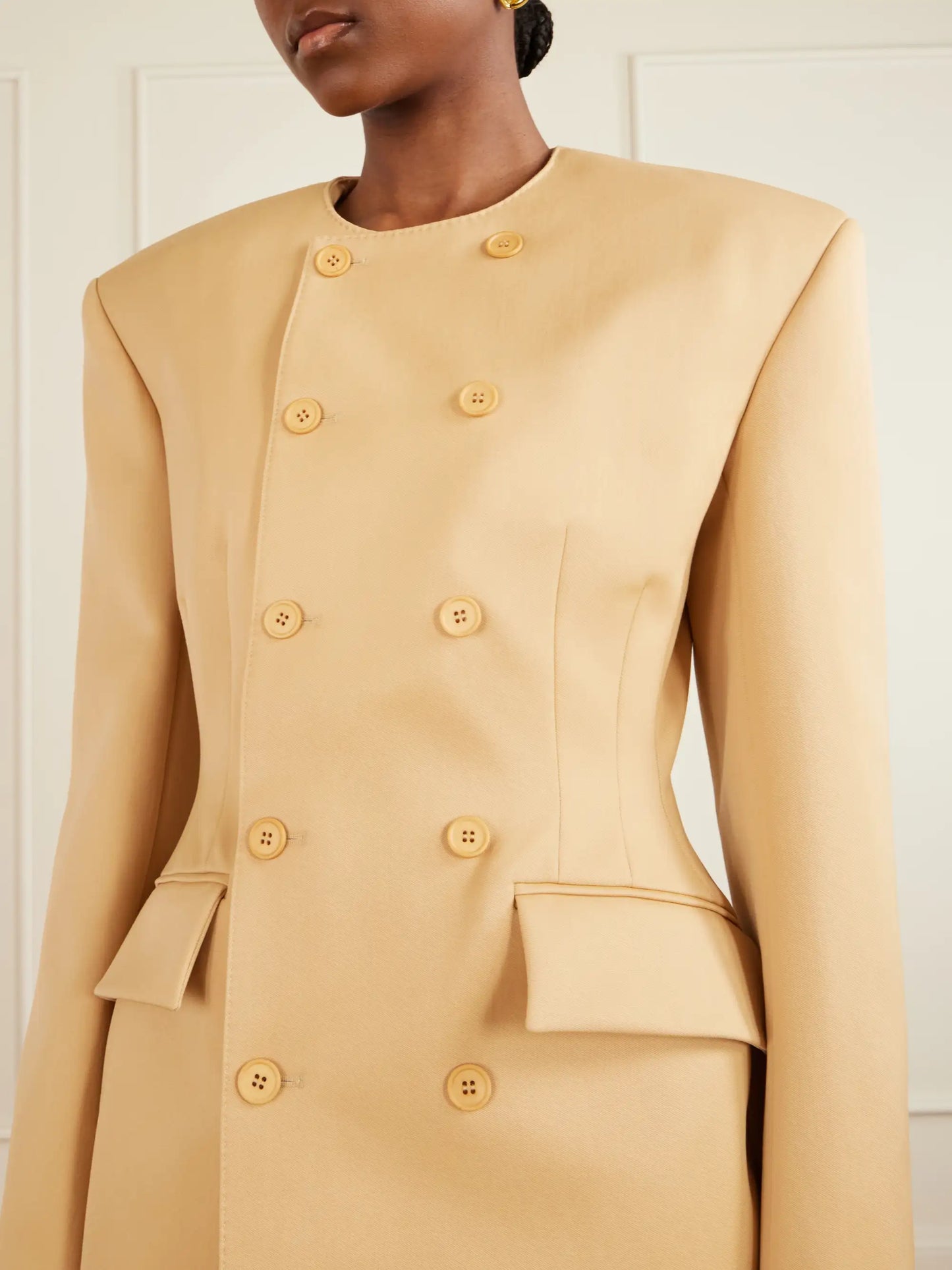 + Rhw Double-breasted Twill Mini Dress