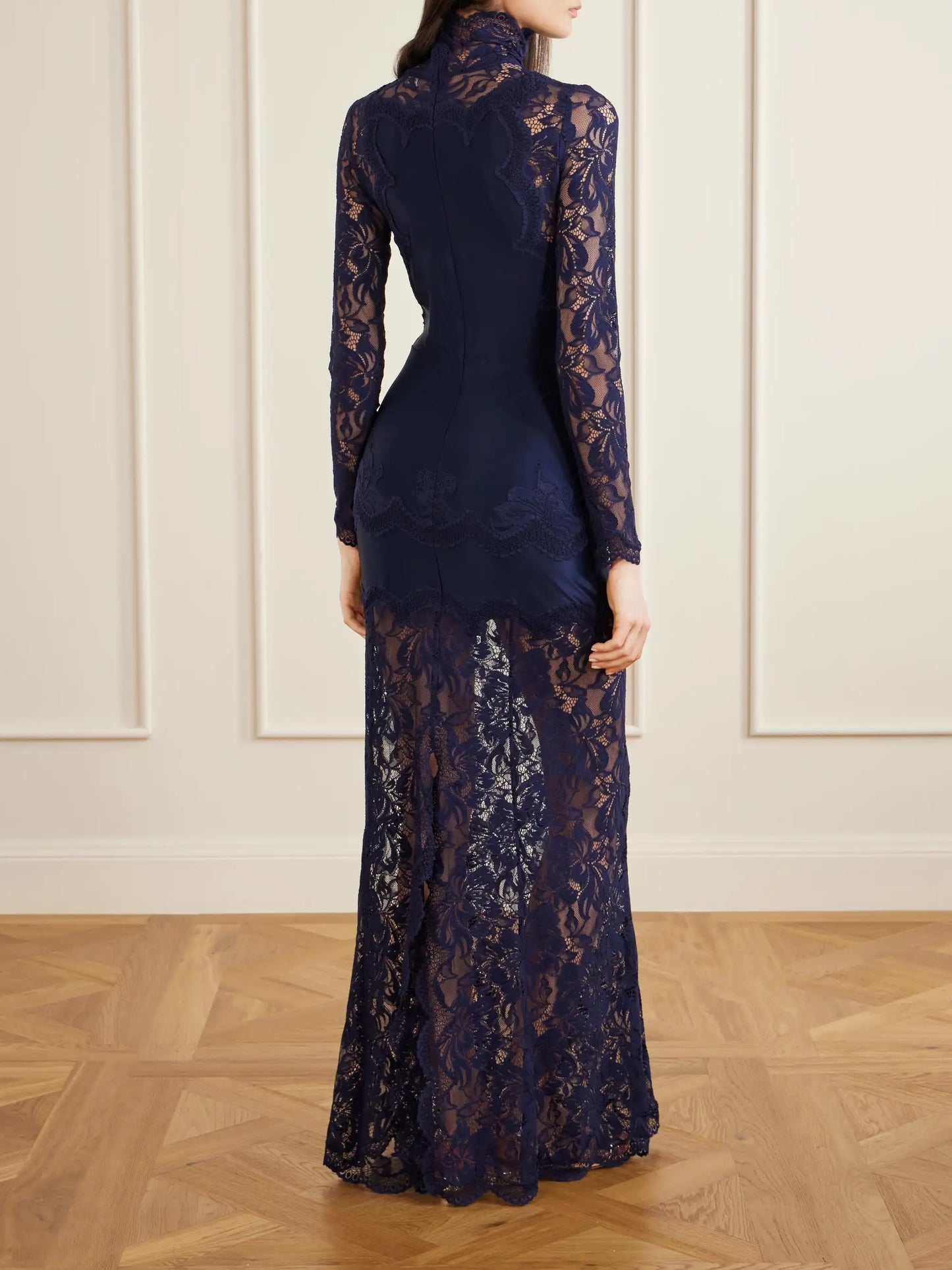Lace-trimmed Jersey Maxi Dress