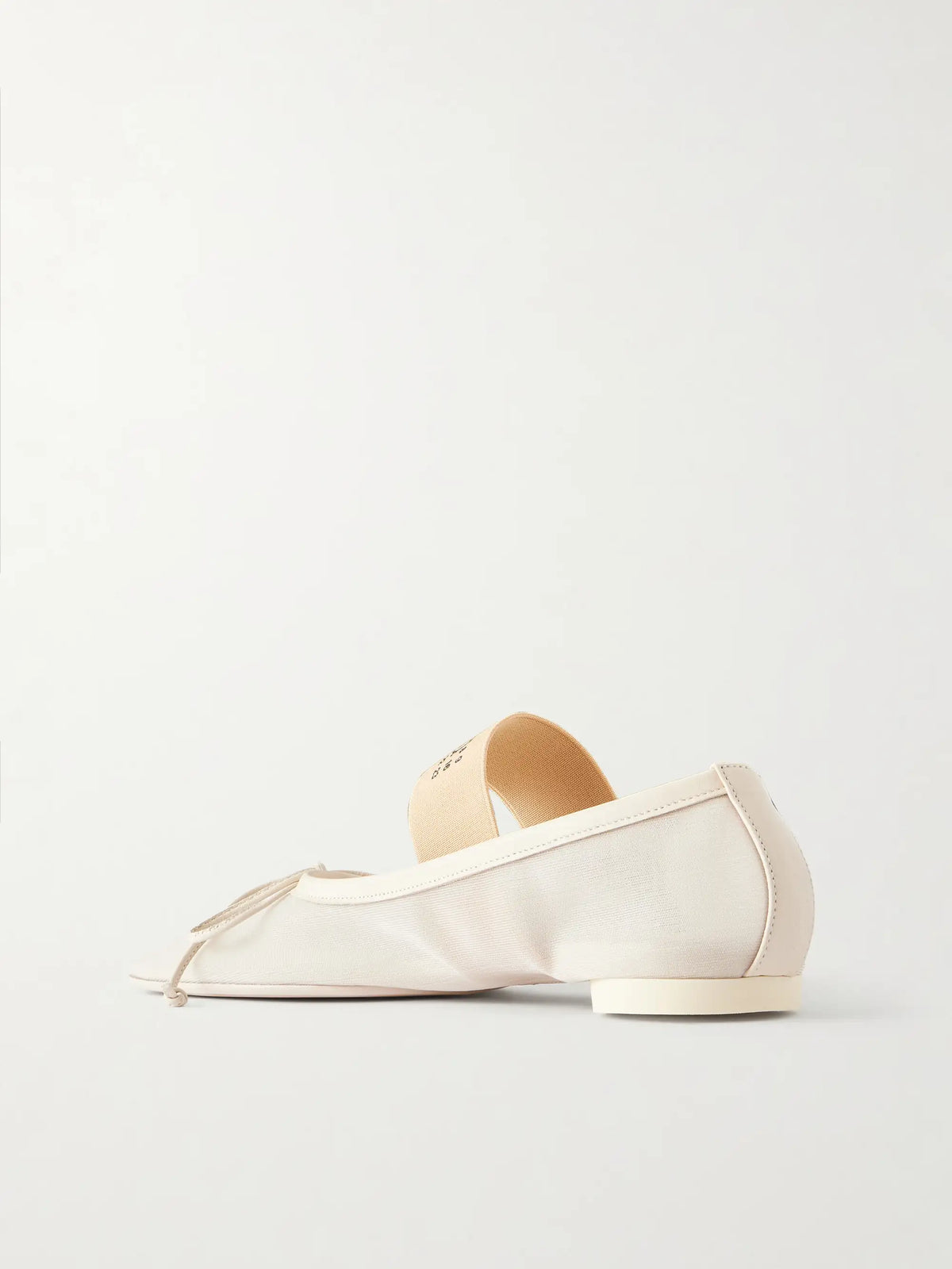 Logo-printed Leather-trimmed Mesh Ballet Flats