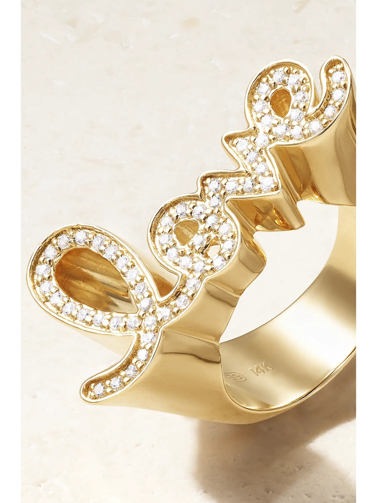 Love Script 14-karat Gold Diamond Ring
