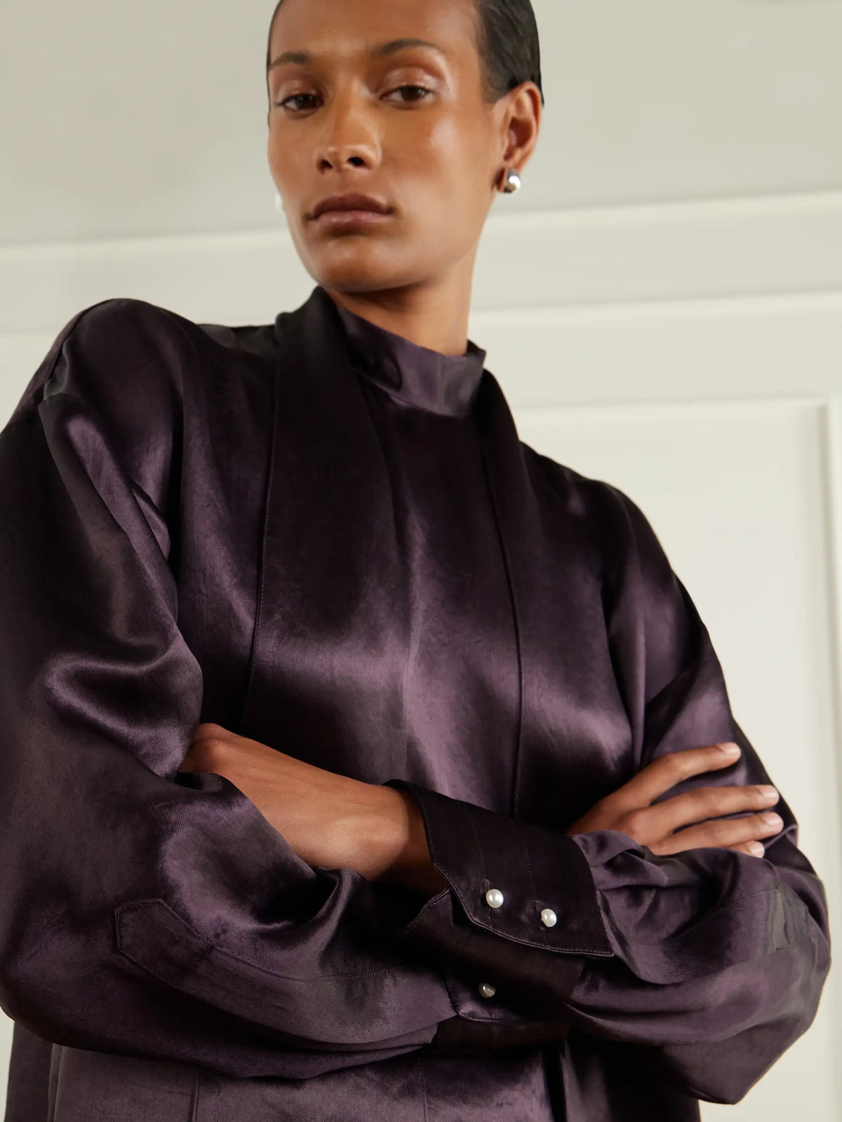 Maria McManus Tie-detailed Satin Blouse