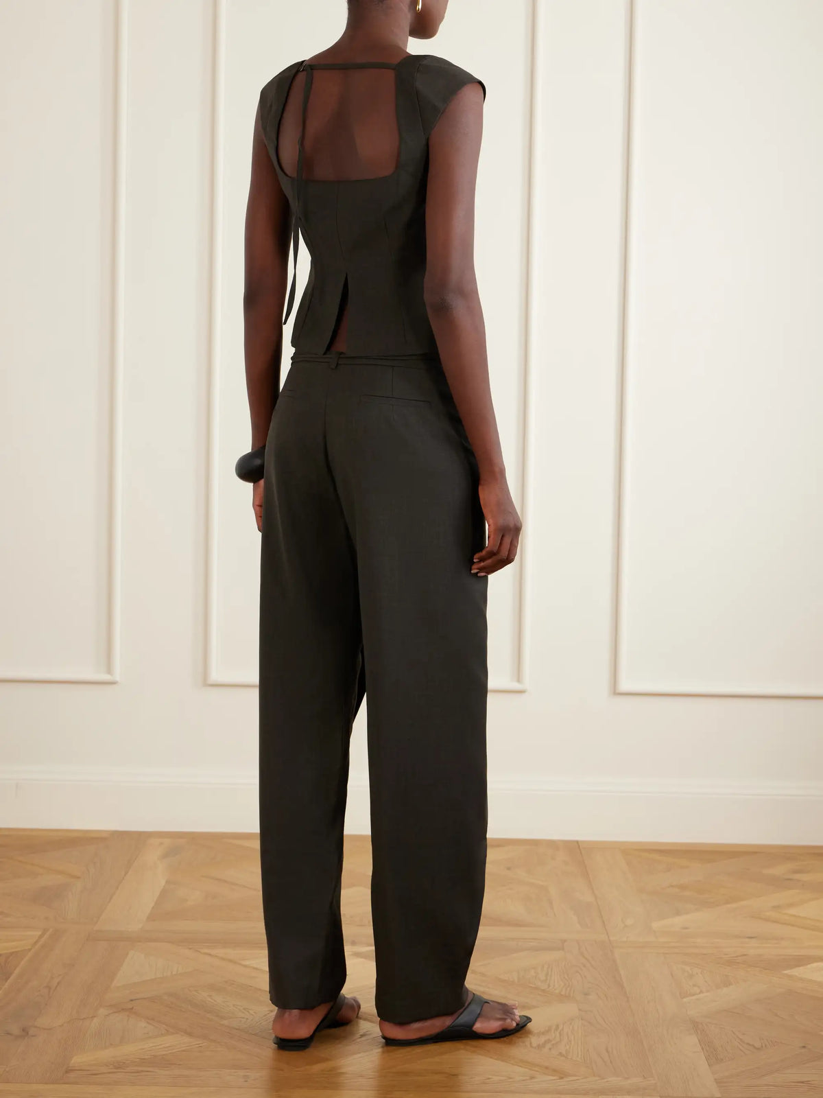 ST. AGNI Open-back Wool-blend Blouse