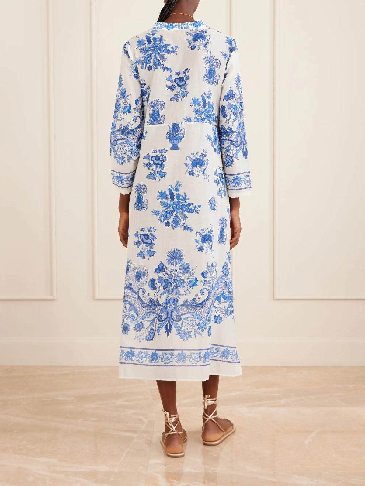 Emporio Sirenuse Giada Floral-print Cotton-voile Kaftan