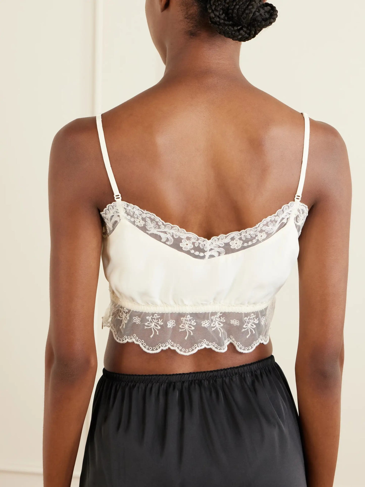 Lace-trimmed Crepe De Chine Bralette