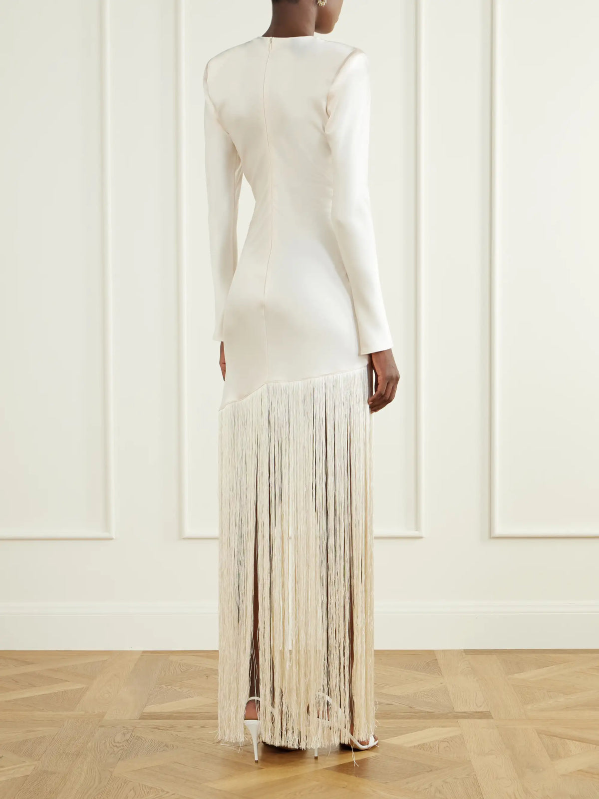 Ilkyaz Ozel Vesper Fringed Satin Gown