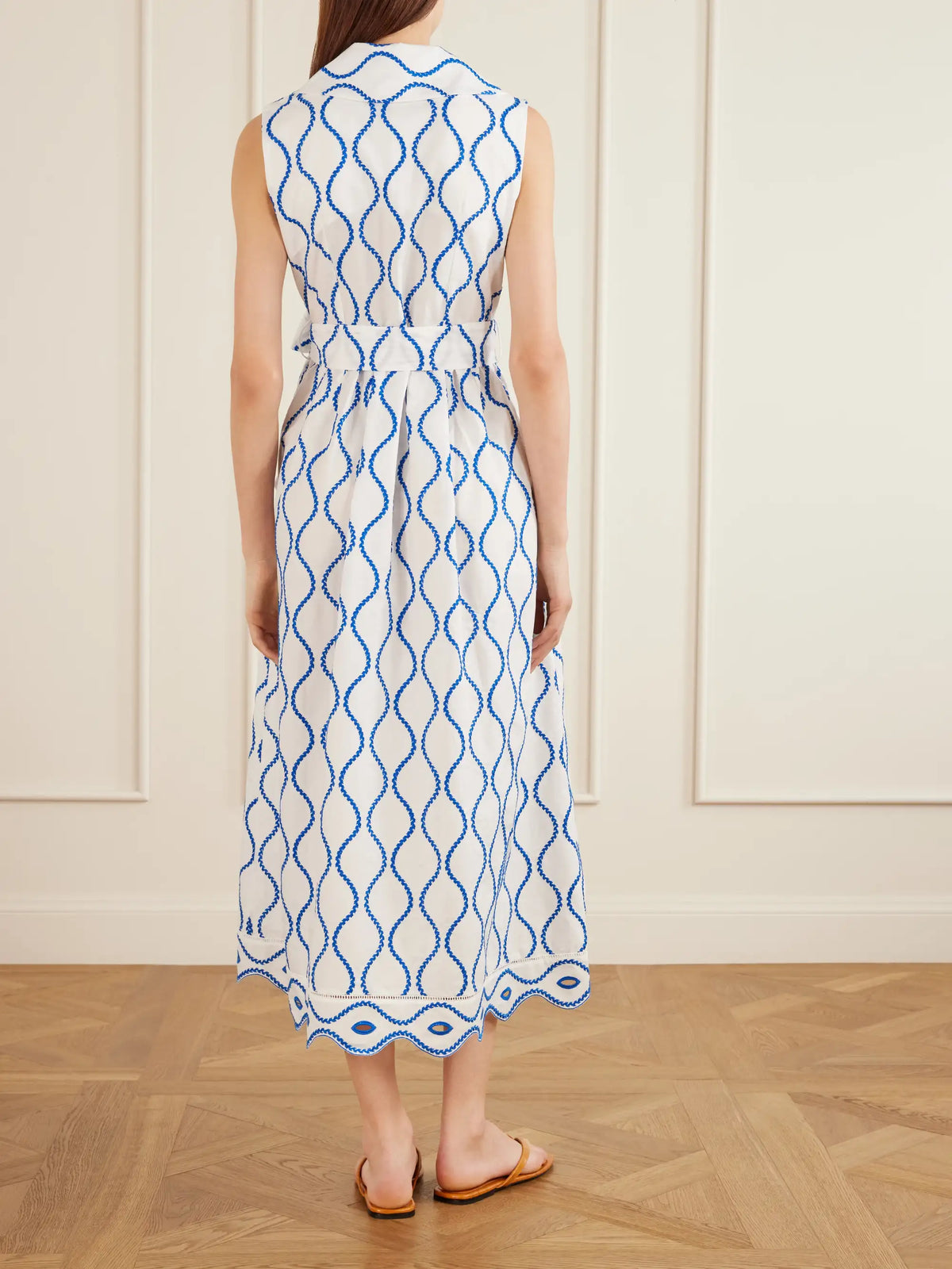 Loretta Caponi Noemie Double-breasted Striped Cotton-poplin Midi Dress