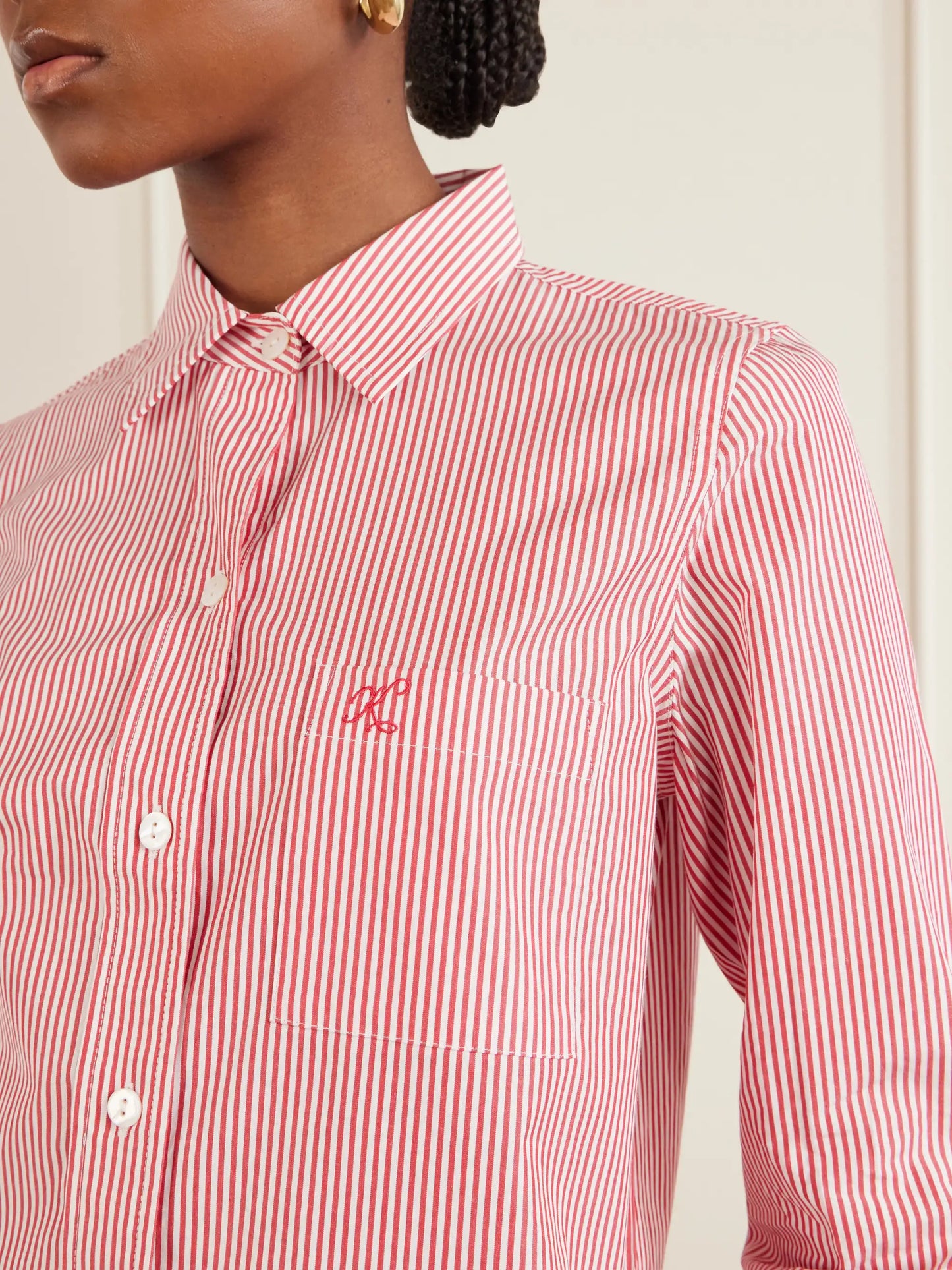 Vella Logo-embroidered Striped Cotton-poplin Shirt