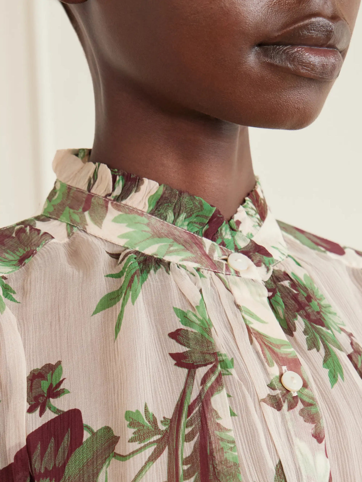 ALIX OF BOHEMIA Poet Summermoss Floral-print Chiffon Blouse