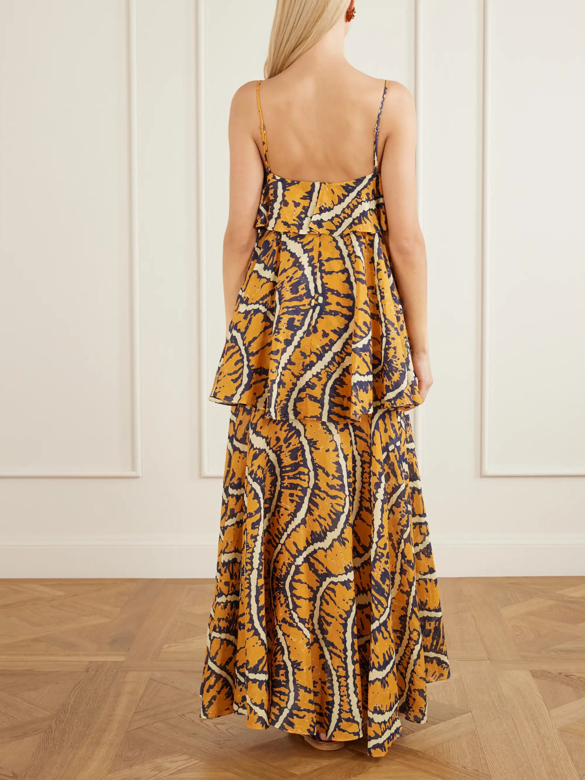 ALÉMAIS Ripple Tiered Printed Ramie Maxi Dress