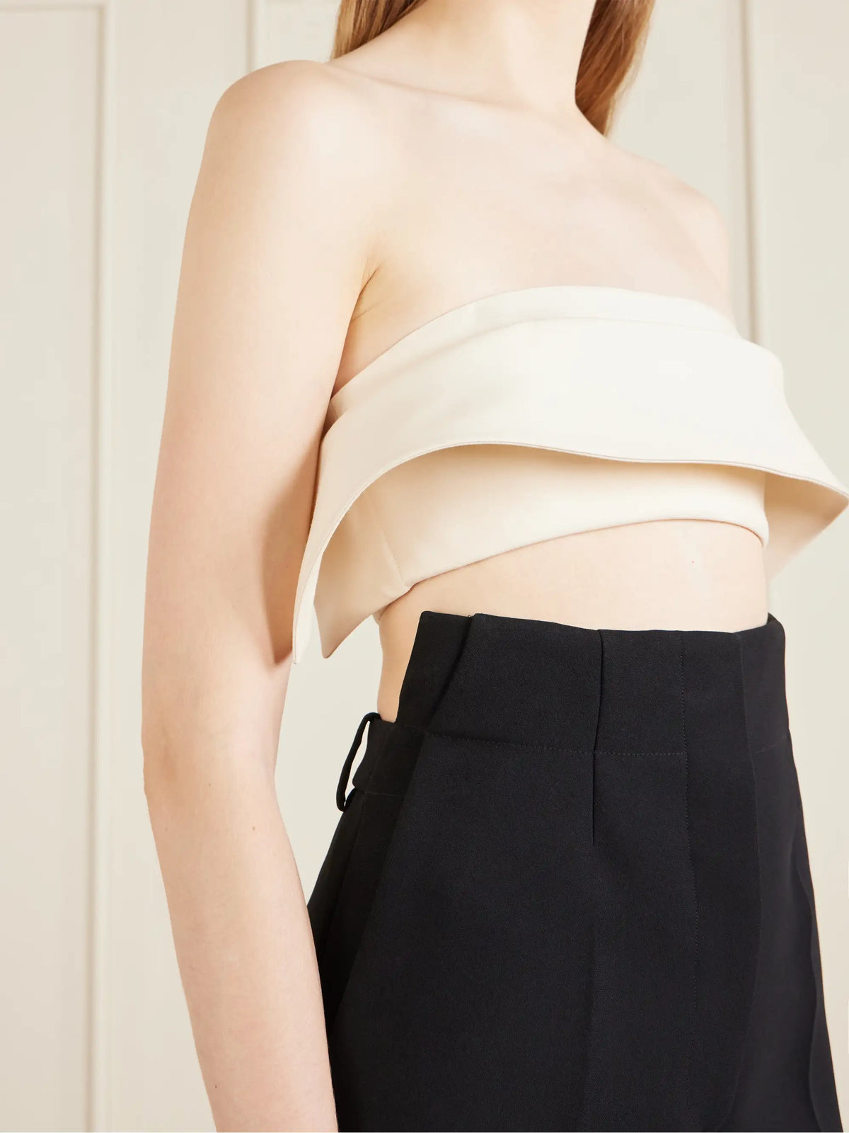 Kelsi Cropped Wool And Silk-blend Cady Top